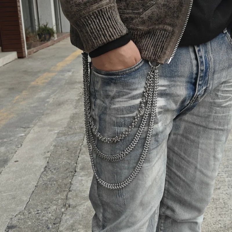 Vintage Cuban Style Stainless Steel Pants Chain Size ONE SIZE - 2 Thumbnail