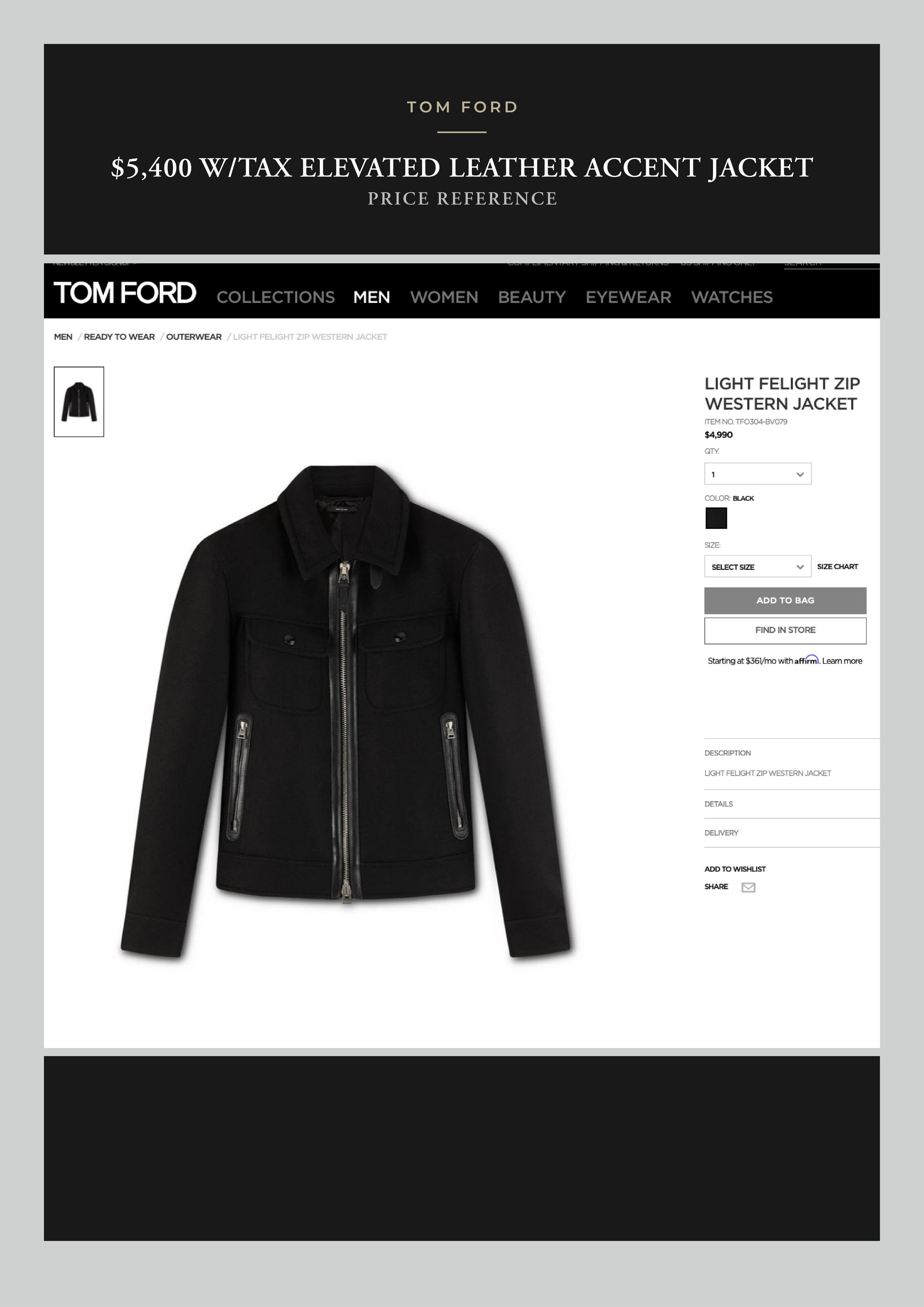 Tom Ford Ultimate Rare $5,400 w/tax Wool / Leather Accent Jacket Size US M / EU 48-50 / 2 - 4 Thumbnail