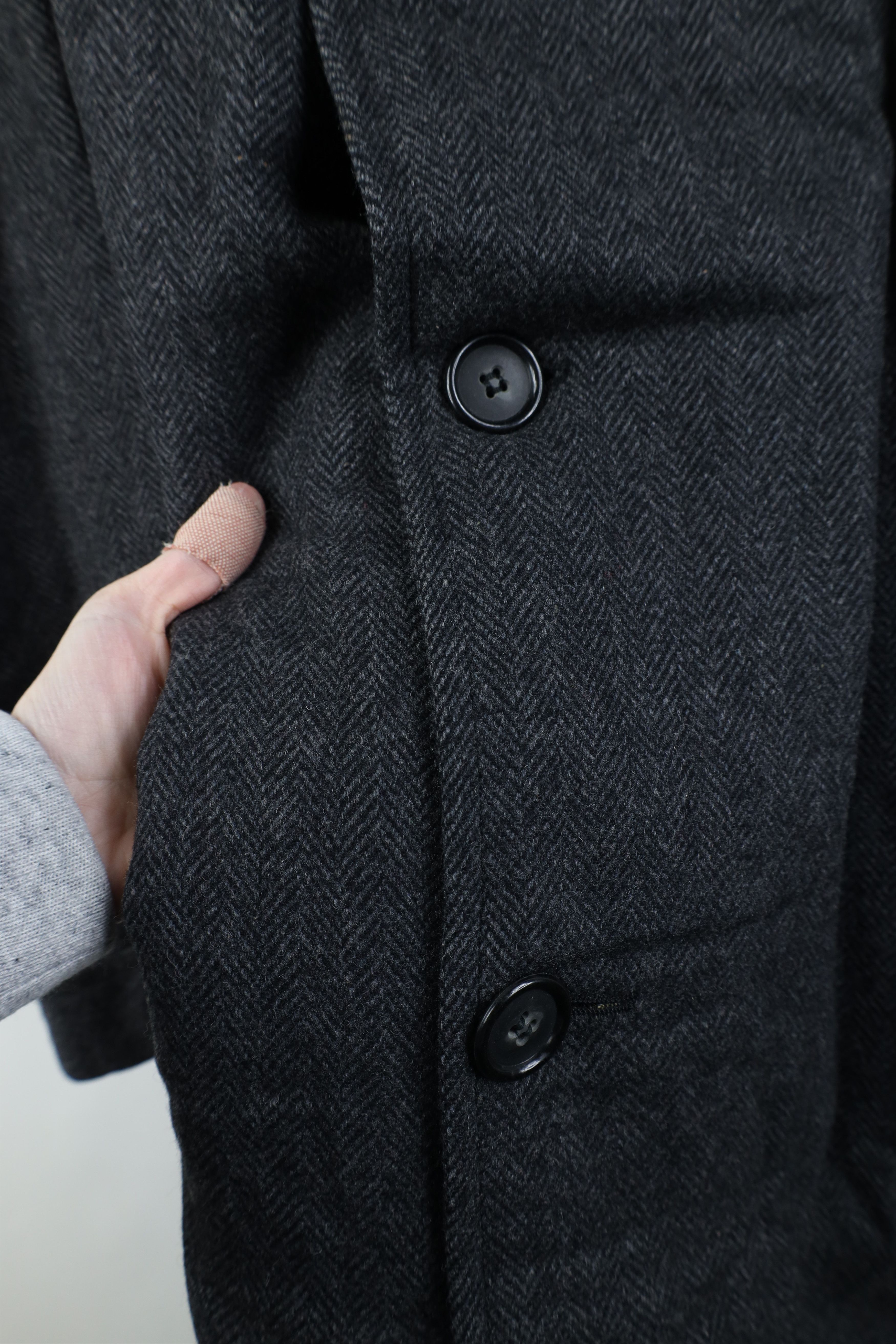 Vintage Vintage 50s Streetwear Wool Herringbone Overcoat Jacket USA Size US XXL / EU 58 / 5 - 5 Thumbnail