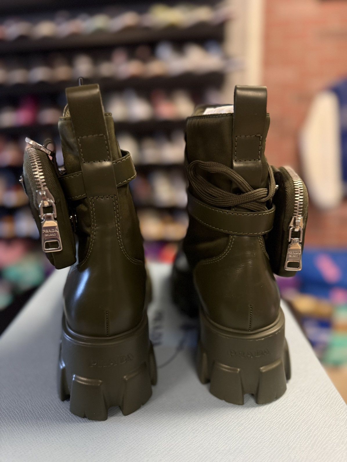 Prada Prada High Top Green Combat Boots Size 39 NEW $1750 Retail Size US 9 / IT 39 - 6 Thumbnail