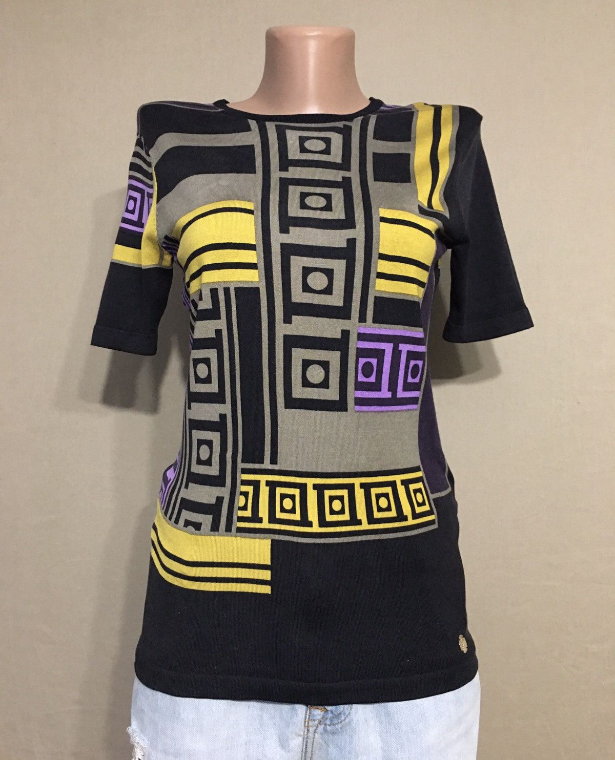 Versace Versace Collection Signature Print Silk Blend T-Shirt EU 42 Size M / US 6-8 / IT 42-44 - 4 Thumbnail