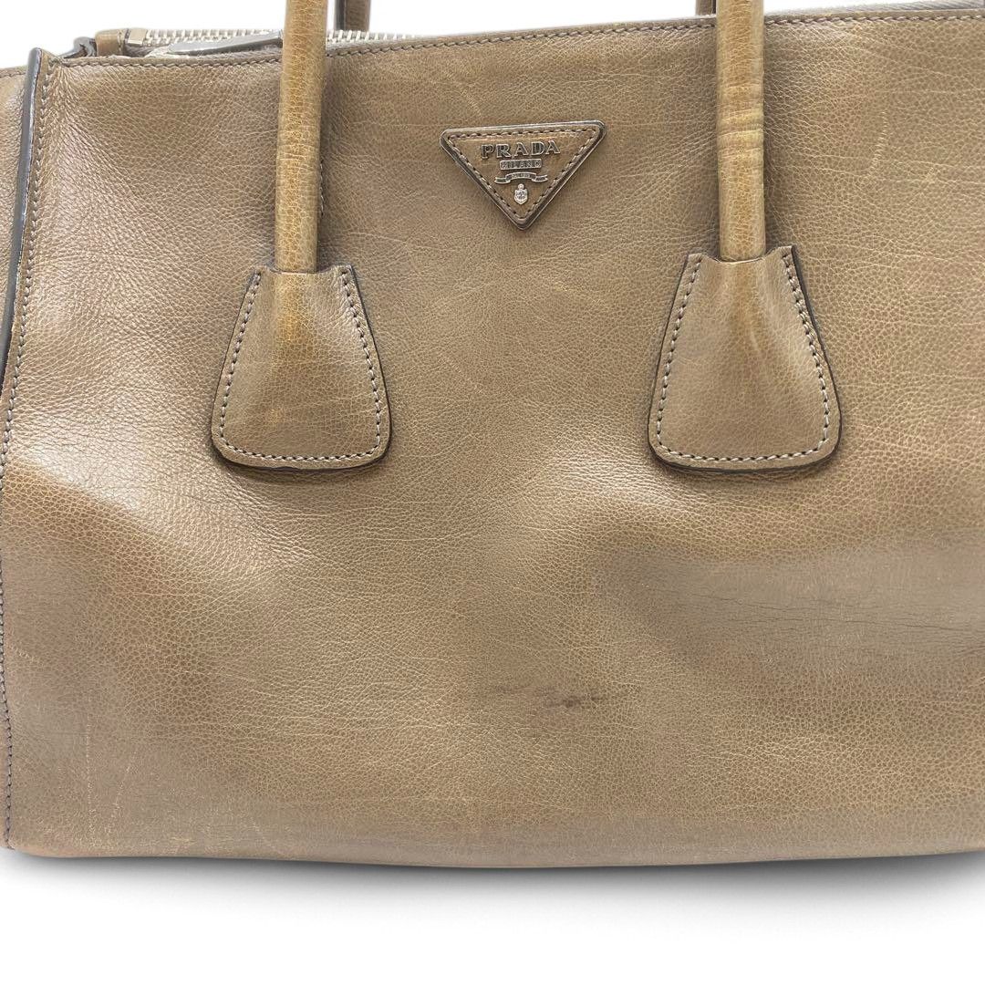 Prada Prada - Saffiano Calf Brown Leather Handbag Triangle Plate Size ONE SIZE - 10 Thumbnail