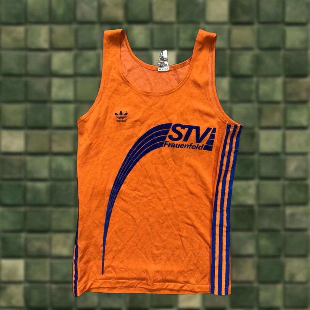 Adidas VINTAGE Adidas Originals STV Frauenfeld 1970s Tank Top Made in West Germany Orange M Tank Mens Size US M / EU 48-50 / 2 - 1 Thumbnail