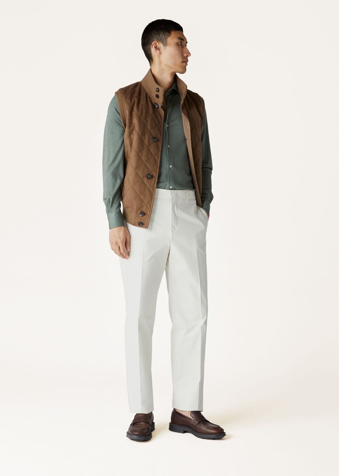 Loro Piana o1srvl11e0325 FAM9540 Andrew Shirt in Sage Green Size US M / EU 48-50 / 2 - 6 Thumbnail