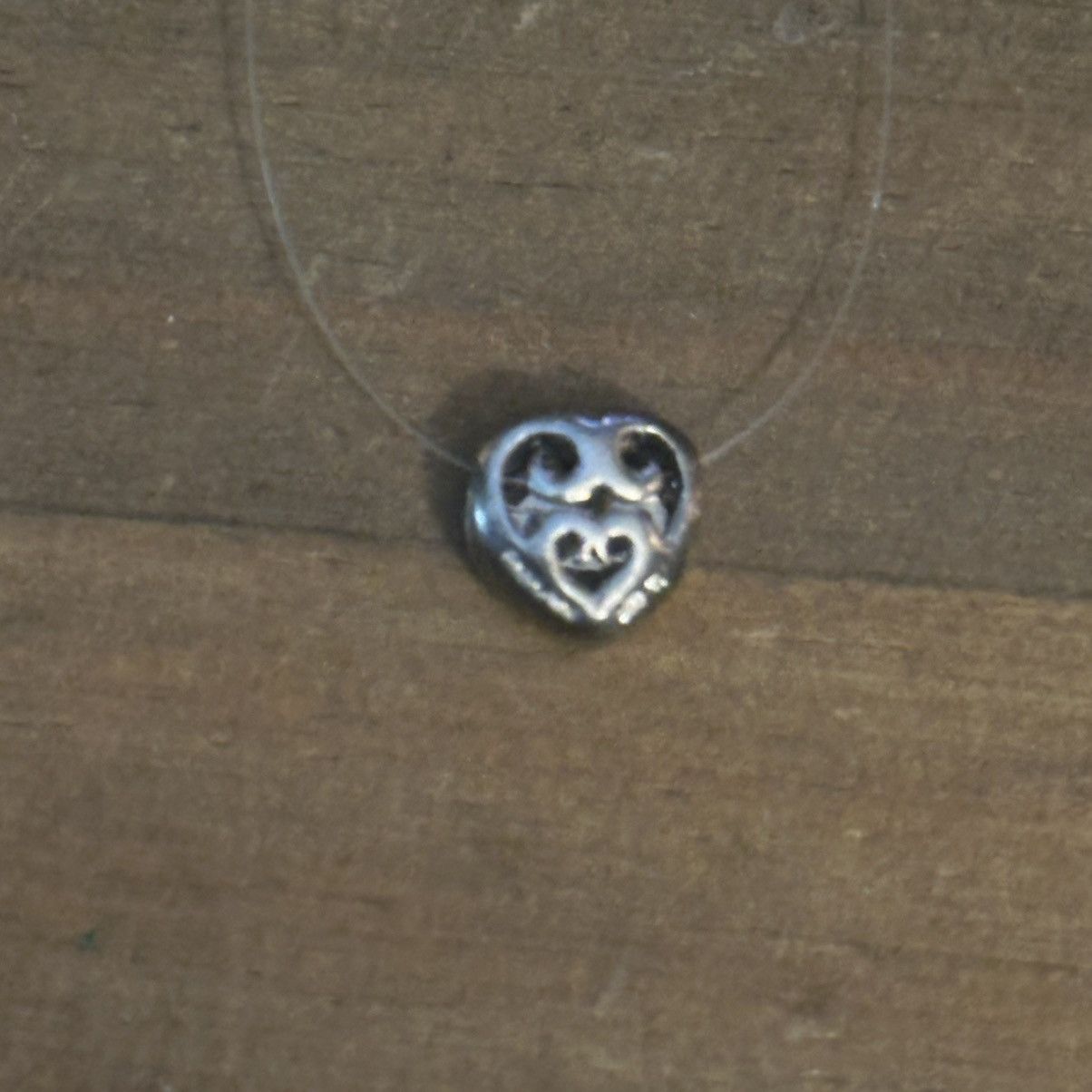 Vintage Vintage 925 silver floating diamond cut heart necklace Size ONE SIZE - 5 Thumbnail
