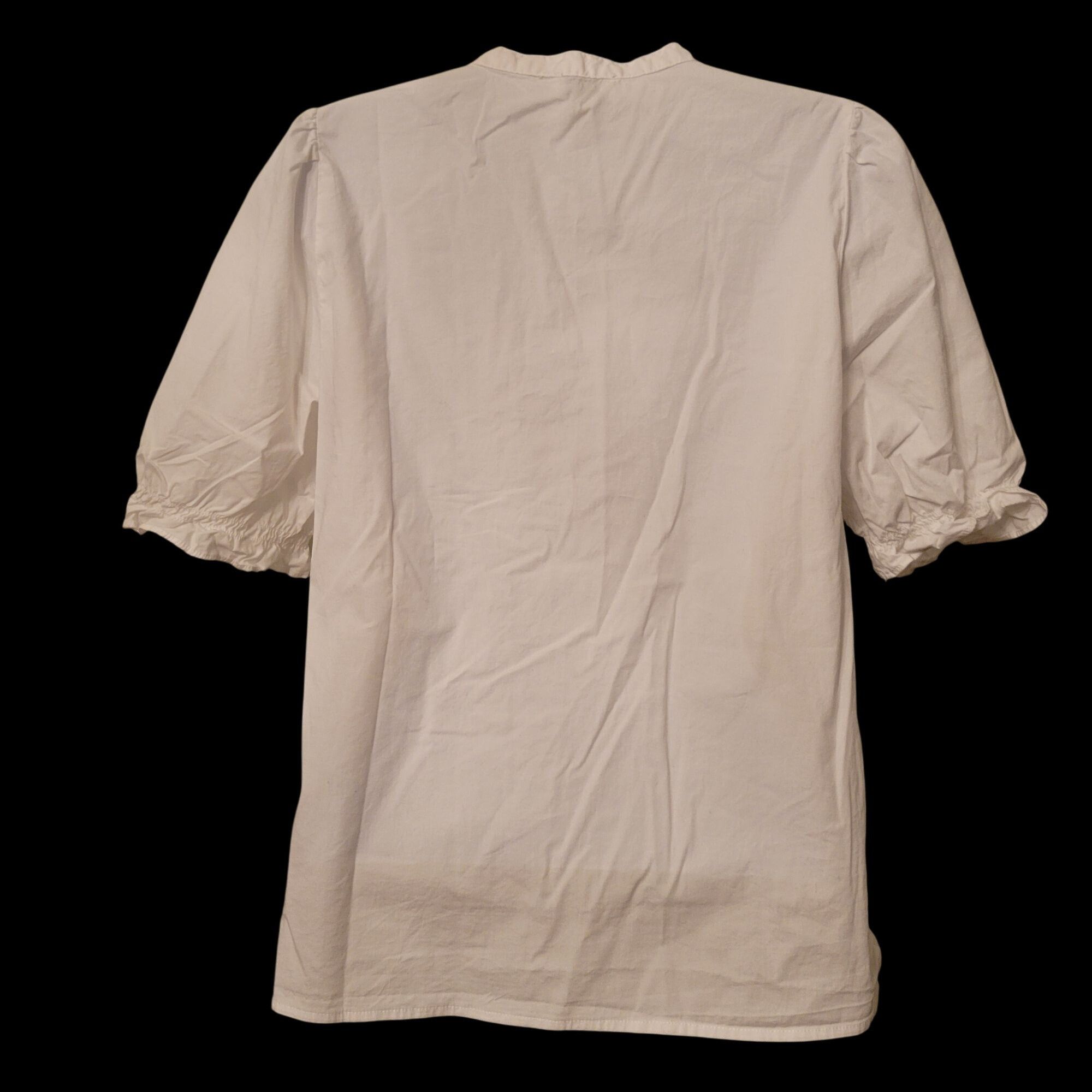J.Crew J Crew White Puff Sleeve Cotton Blouse S Ruffle Trim Career Size S / US 4 / IT 40 - 4 Thumbnail