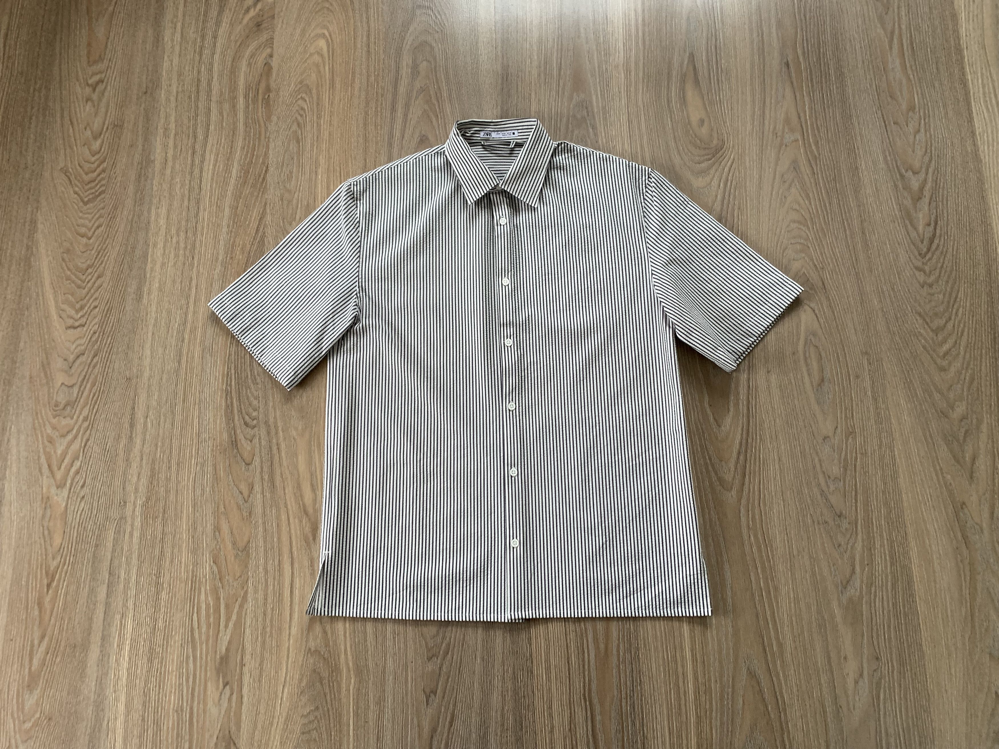 Zara Short Sleeve Seersucker Stripe Shirt
