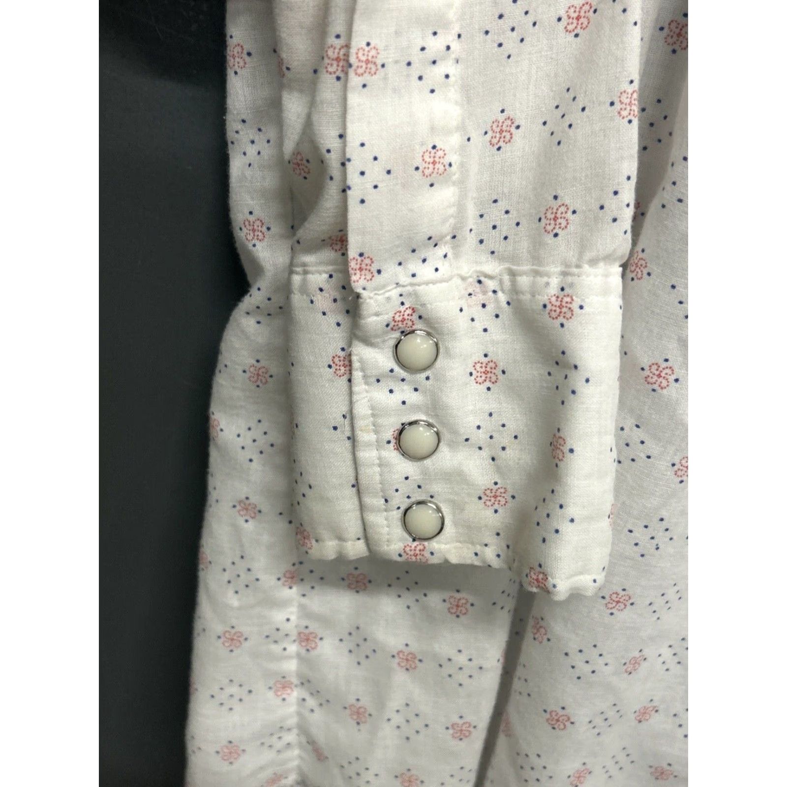 VINTAGE Ely Plains Shirt Button-Up Men 17-34 White Red Blue Pattern Regular Mens
