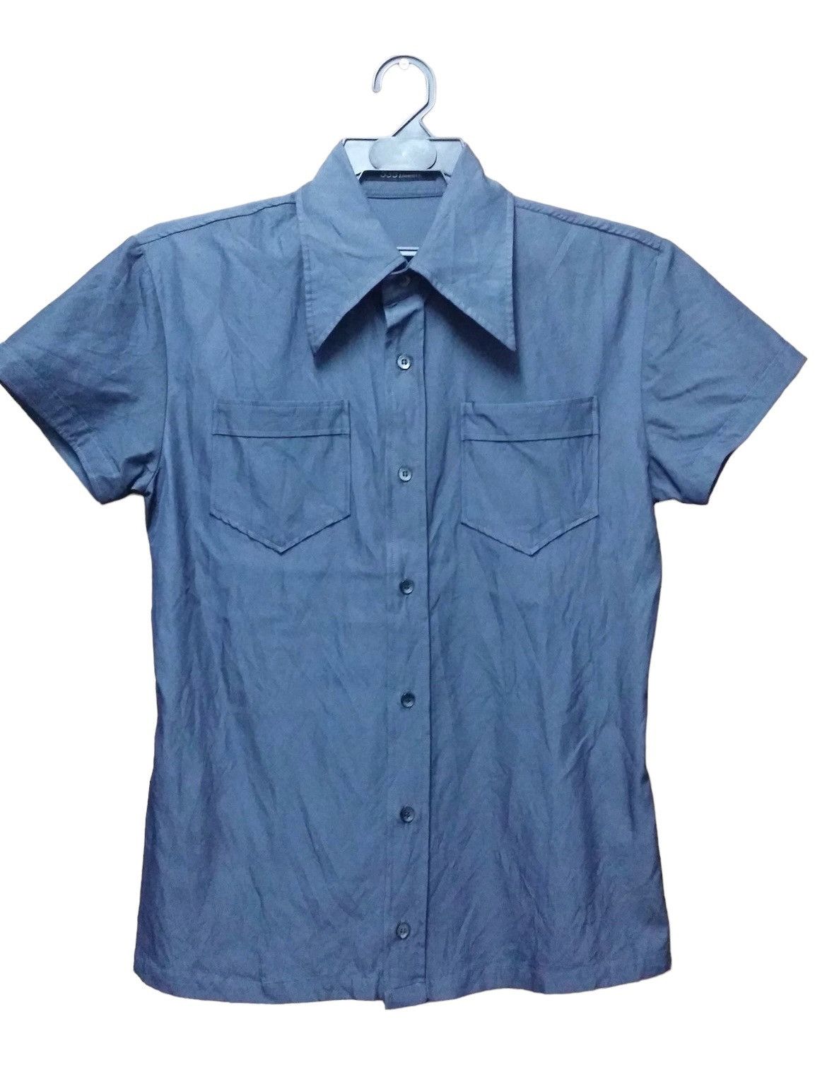 5351 POUR LESS HOMMES DOUBLE POCKET BUTTON UPS WOMEN SHIRT