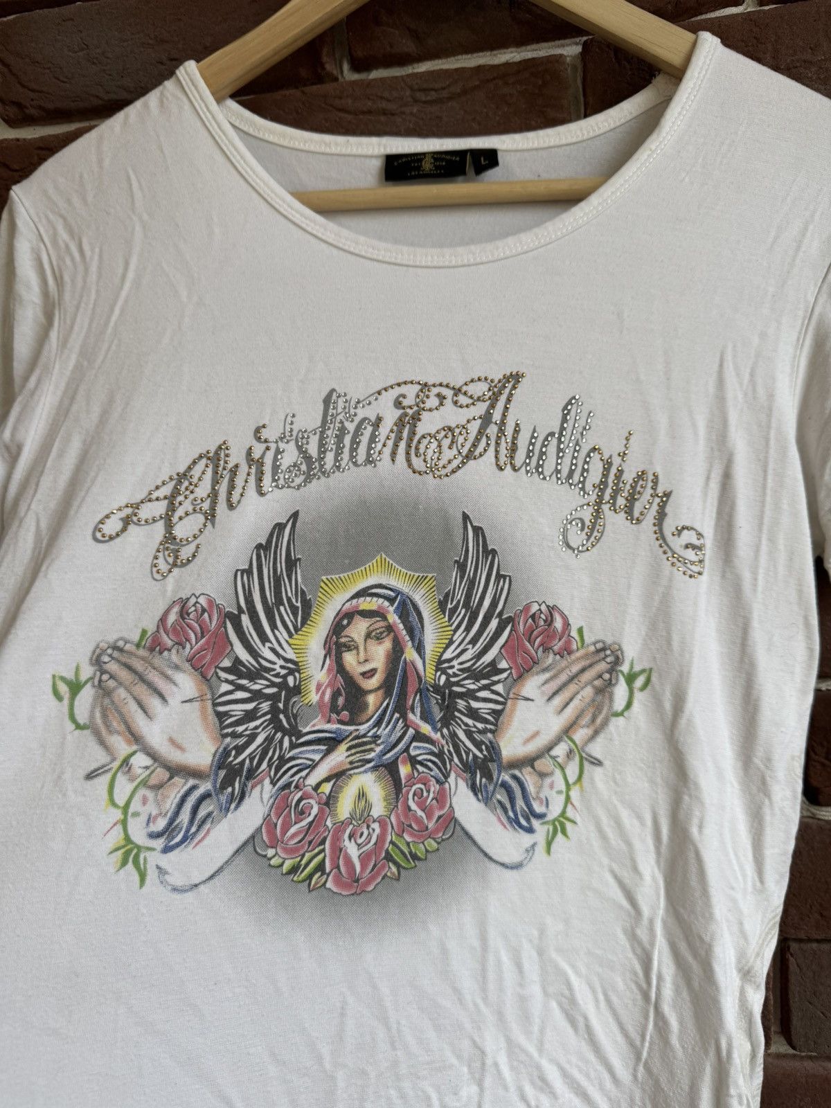 Ed Hardy Y2K Christian Audigier Mother Of God Christ Jesus Tee 00s Size L / US 10 / IT 46 - 4 Thumbnail