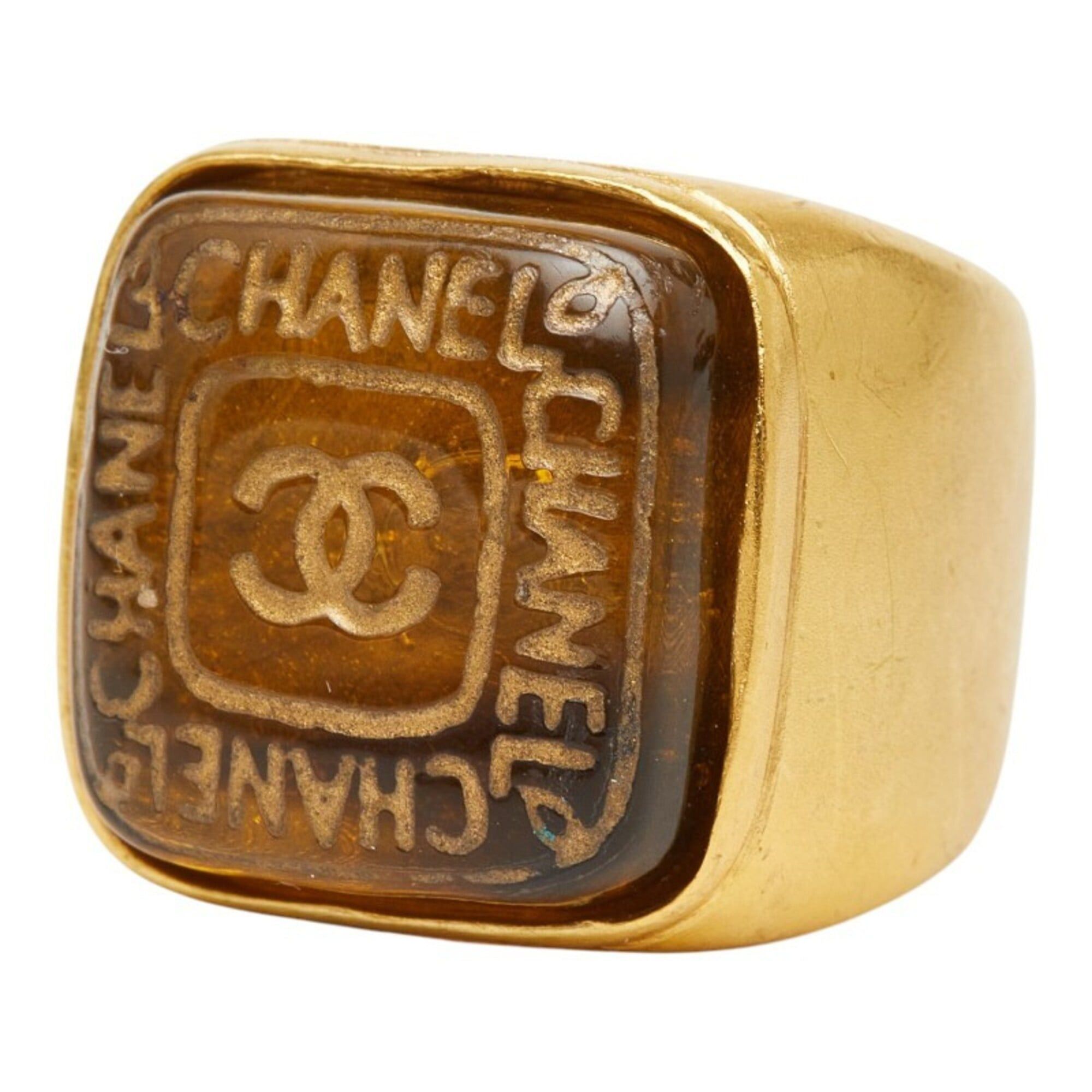 Chanel Chanel Coco Mark Gripoix Vintage Ring, Size 1, Gold Plated, Women's CHANEL Size ONE SIZE - 1 Thumbnail