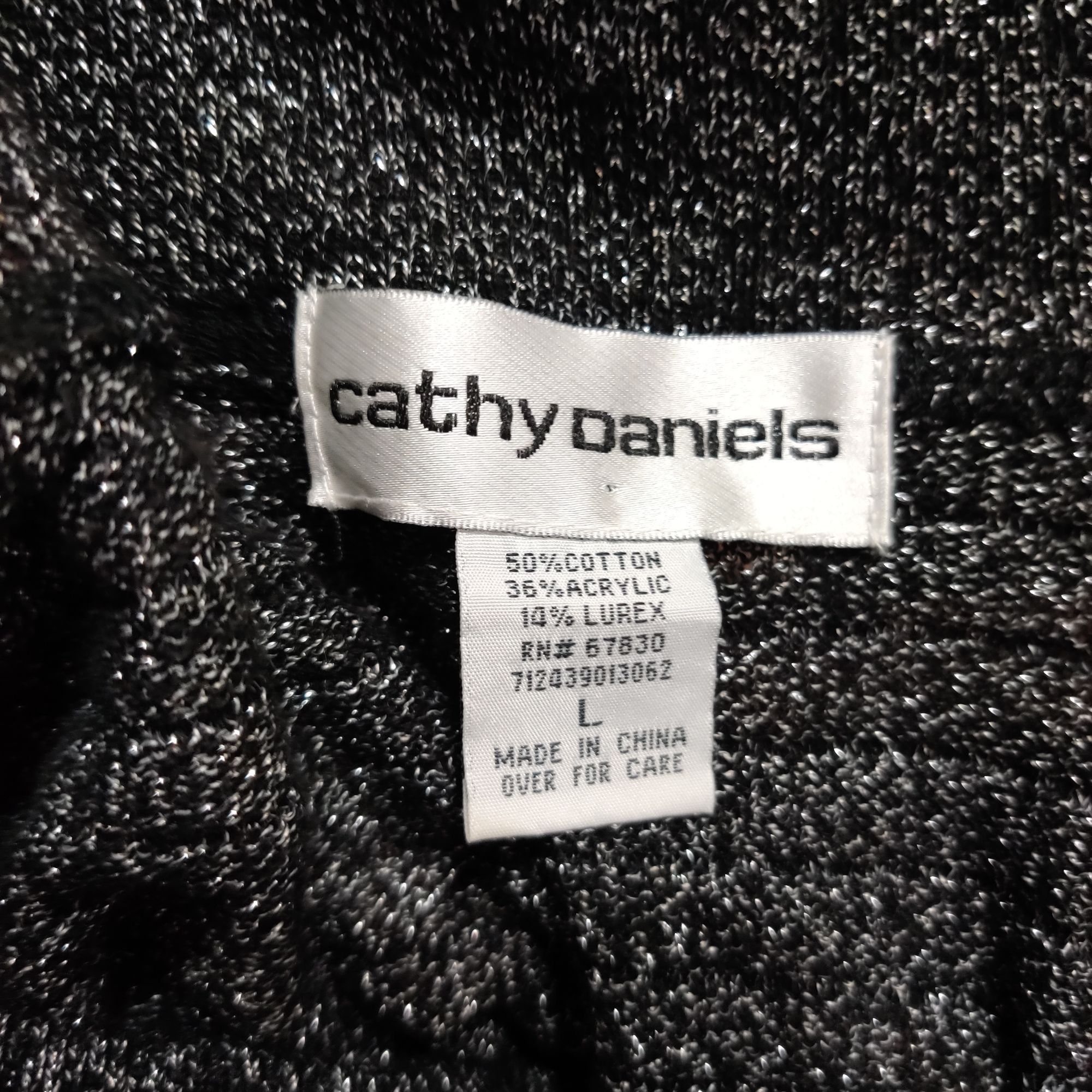 Vintage Cathy Daniels L Vintage Y2K Black Metallic Knit Cowl Neck 3/ Size L / US 10 / IT 46 - 8 Thumbnail