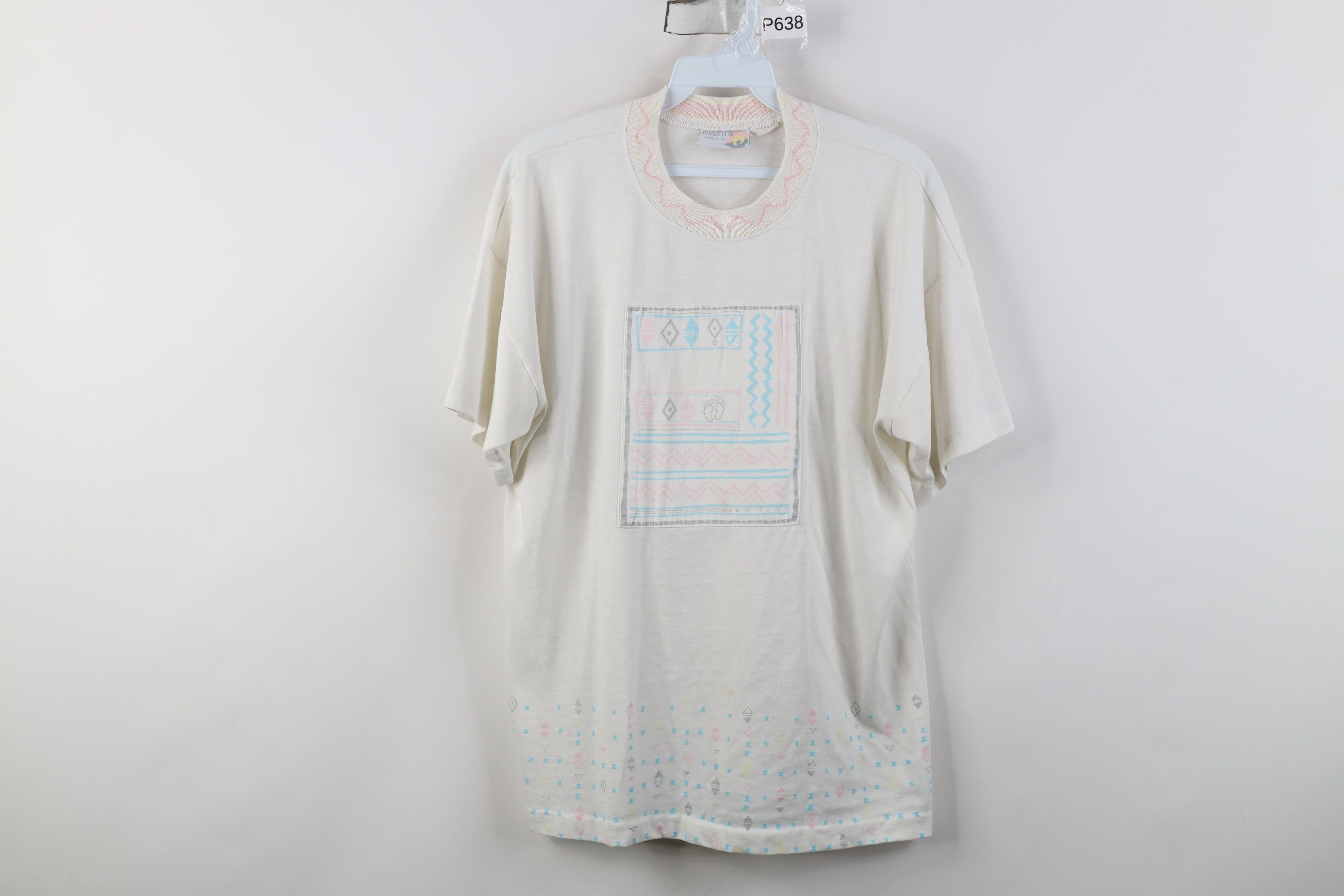 Hang Ten Vintage 70s 80s Hang Ten Surfing Southwestern Pastel T-Shirt Size M / US 6-8 / IT 42-44 - 1 Thumbnail