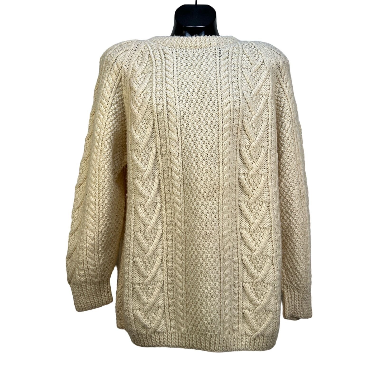 Handmade Handmade Cable Knit Ivory Fisherman's Sweater Crewneck Size US XL / EU 56 / 4 - 1 Thumbnail