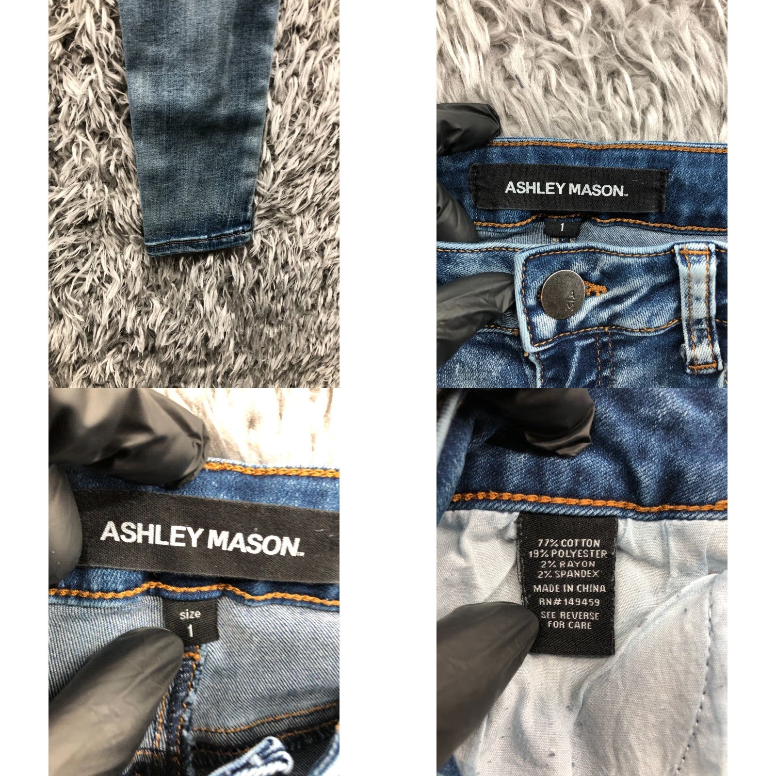 Vintage Ashley Mason Jeans Distressed Skinny Low Rise Size 1 Juniors Medium Wash Blue Size 25" / US 0 / IT 36 - 8 Thumbnail