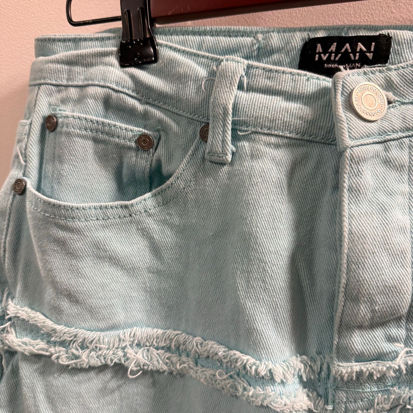Boohoo Boohoo Man Men’s Aqua Fringed Jeans Size 30 Size US 30 / EU 46 - 6 Thumbnail