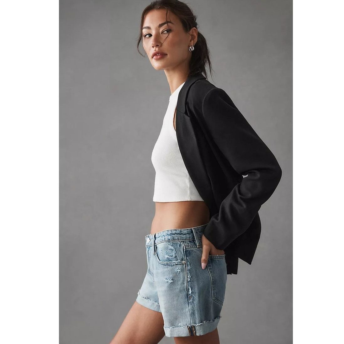 Anthropologie NWT ANTHROPOLOGIE Frame Le Grand Garcon Shorts $198 Denim Size 31" - 3 Thumbnail