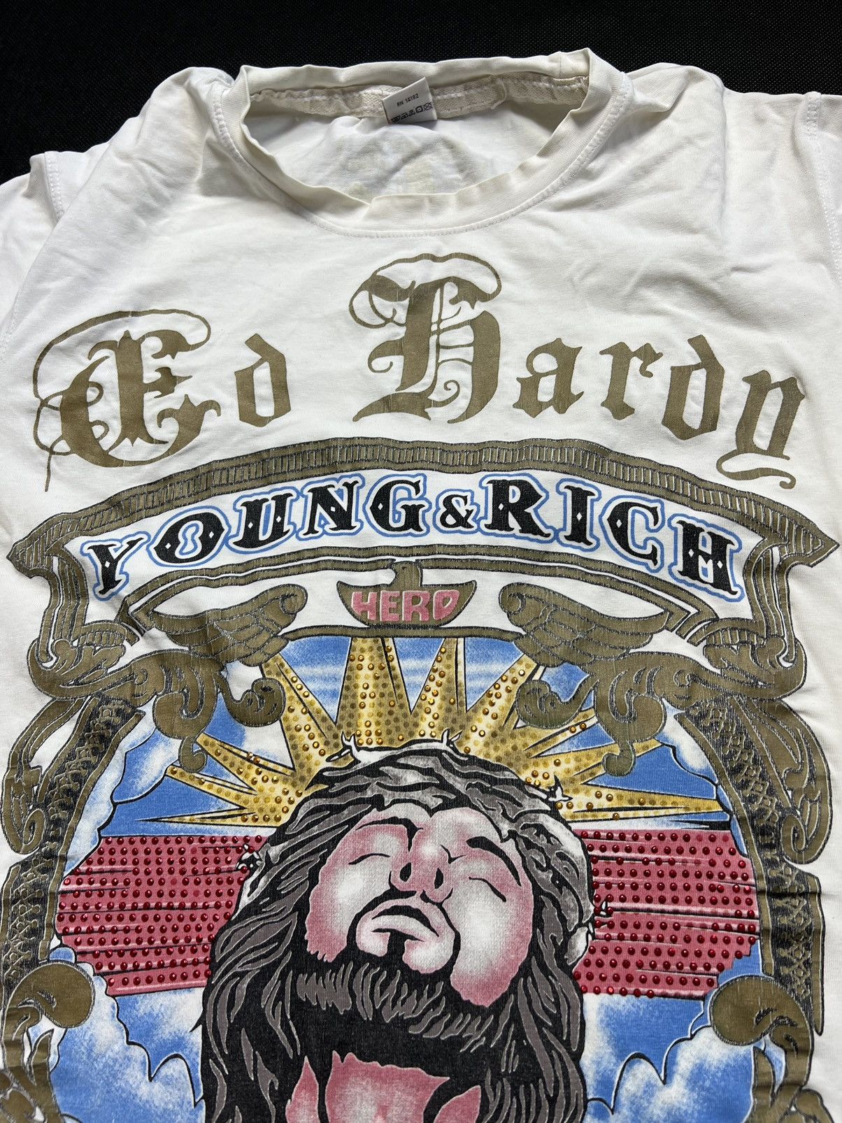 Ed Hardy × Vintage Tshirt Ed Hardy Young & Rich Jesus Vintage Size US M / EU 48-50 / 2 - 5 Thumbnail