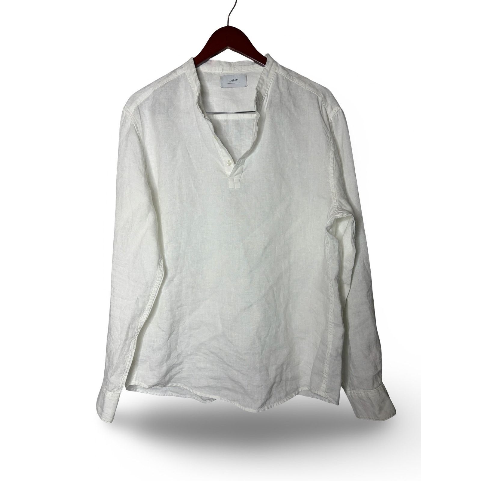 Mr P. Mr. P white linen half button tunic Hanley top sz M Size US M / EU 48-50 / 2 - 2 Thumbnail