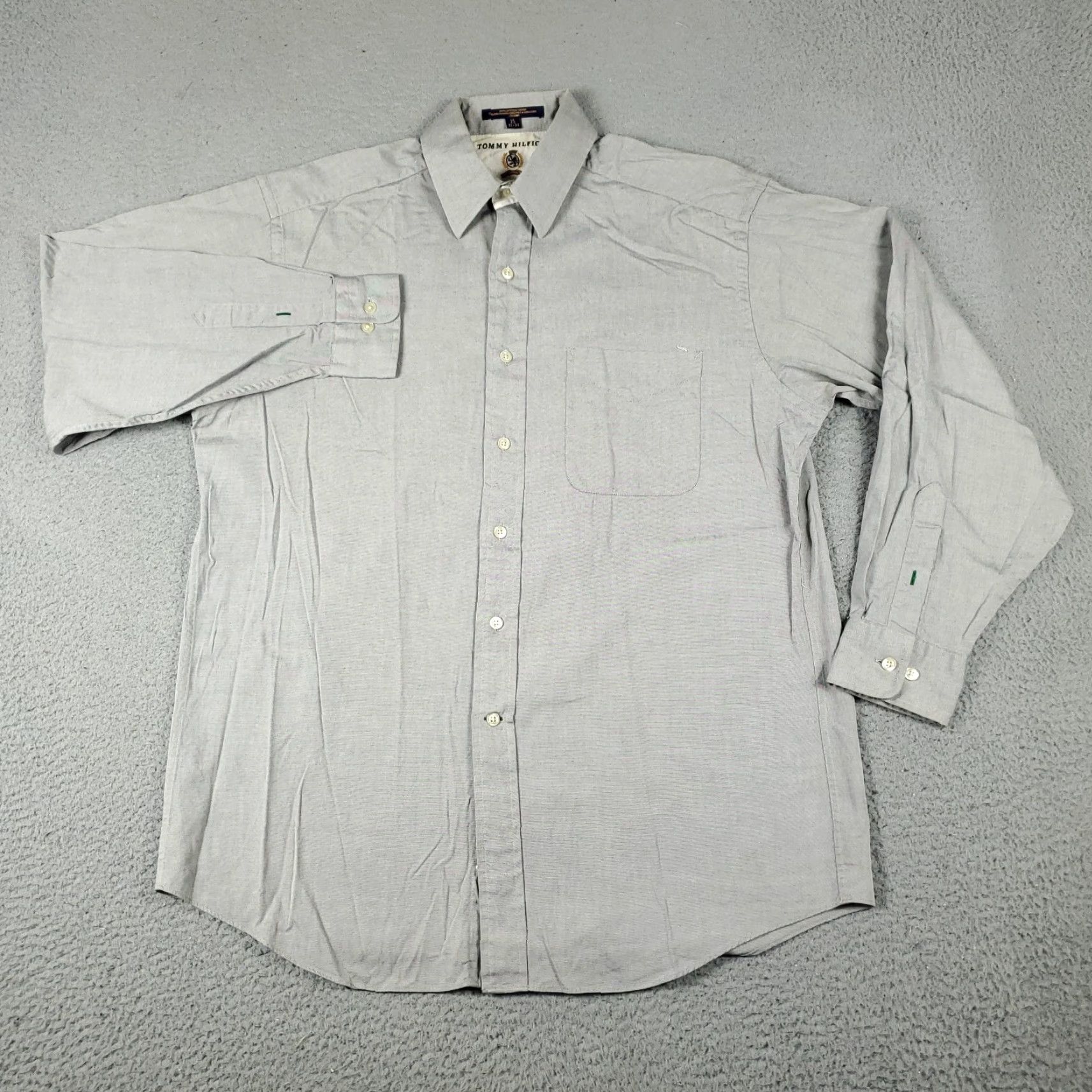 Tommy Hilfiger Tommy Hilfiger Shirt Mens 15 Gray Dress Button Up Long Sleeve Size 40R - 2 Thumbnail