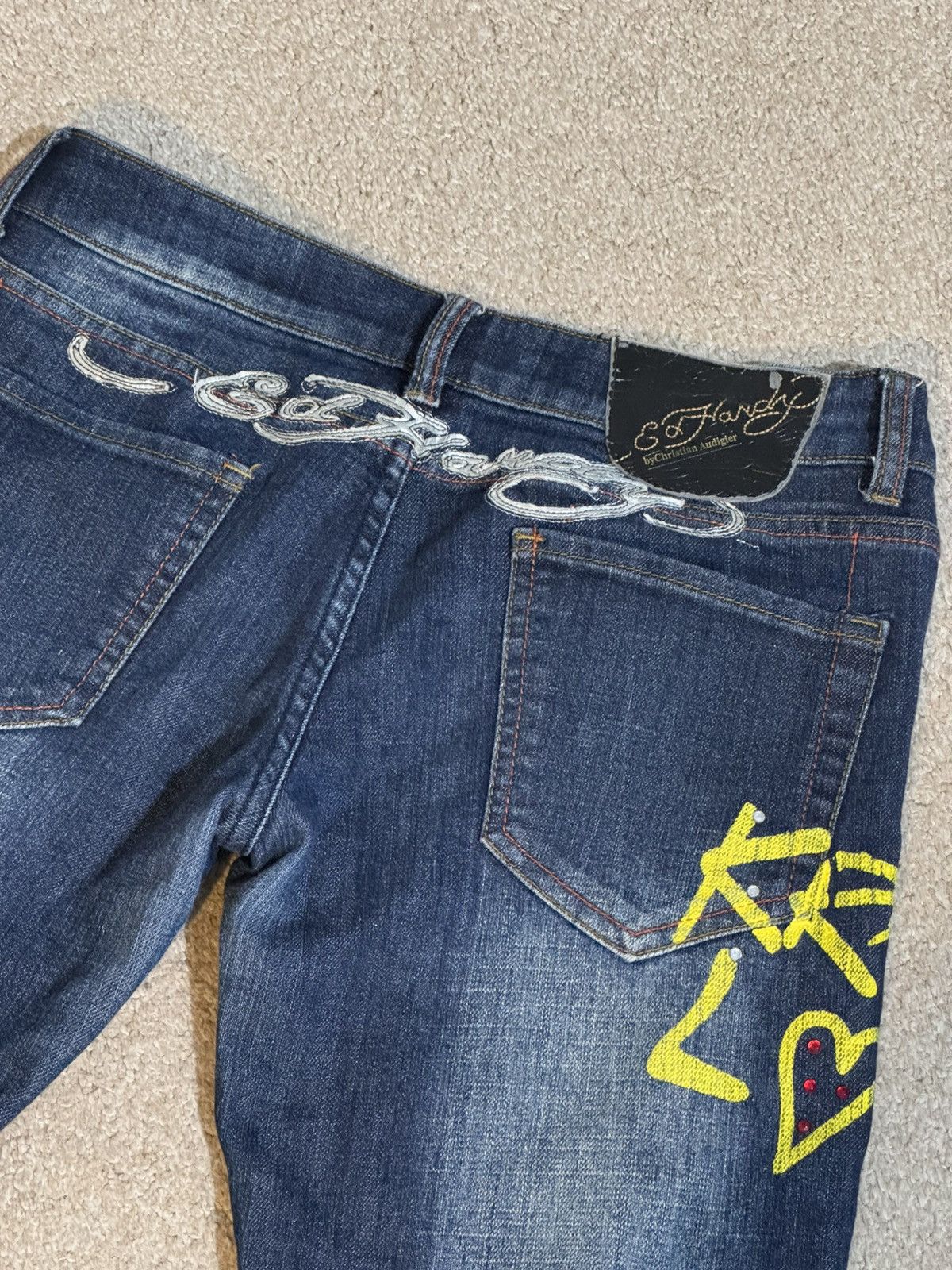 Ed Hardy × Vintage Vintage and Y2K Women’s Ed Hardy Embroidered Low Rise Jeans Size 29" - 8 Thumbnail