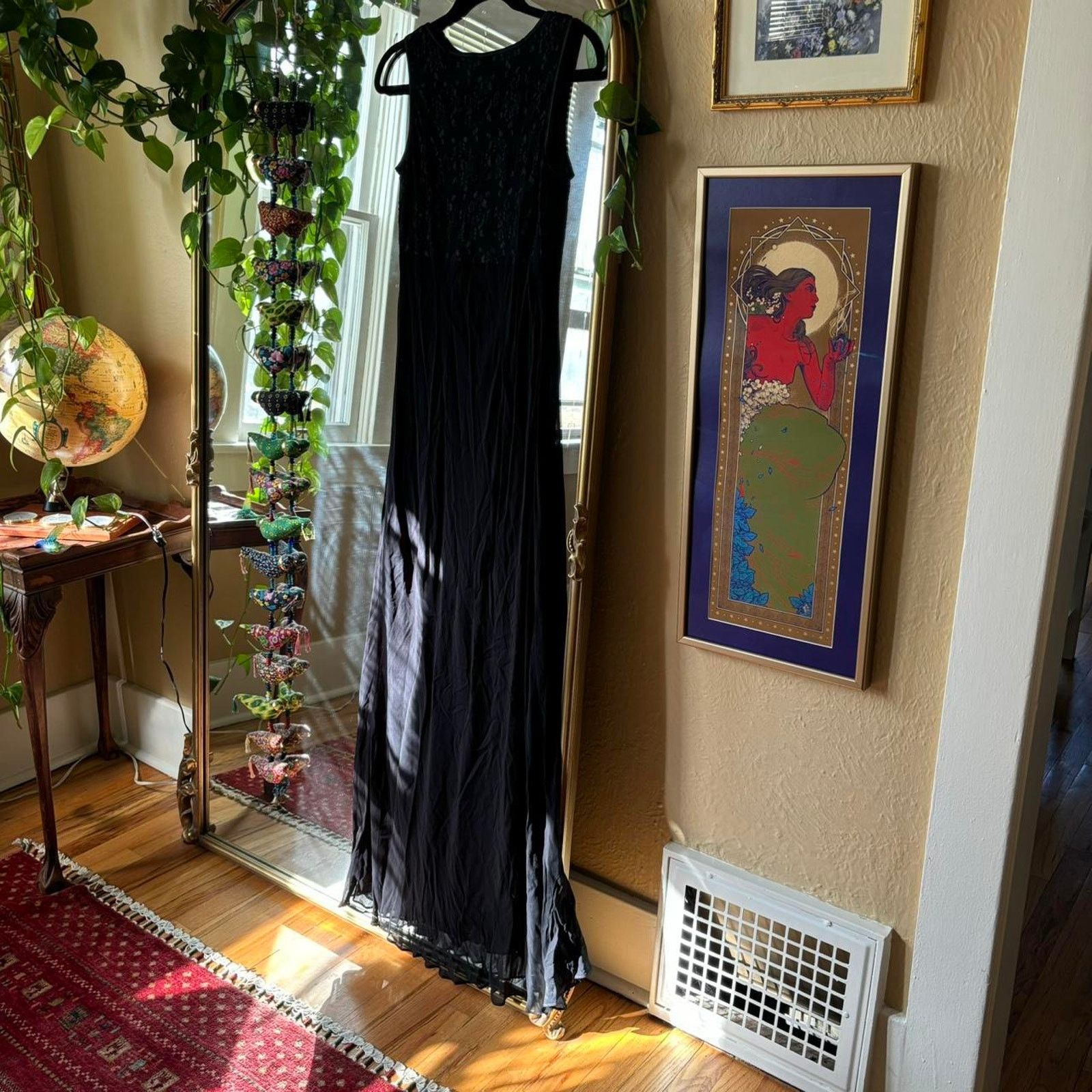 Other Vintage Simple Black Floor Length Maxi Dress 10 Y2K 90s Prom Size L / US 10 / IT 46 - 7 Thumbnail