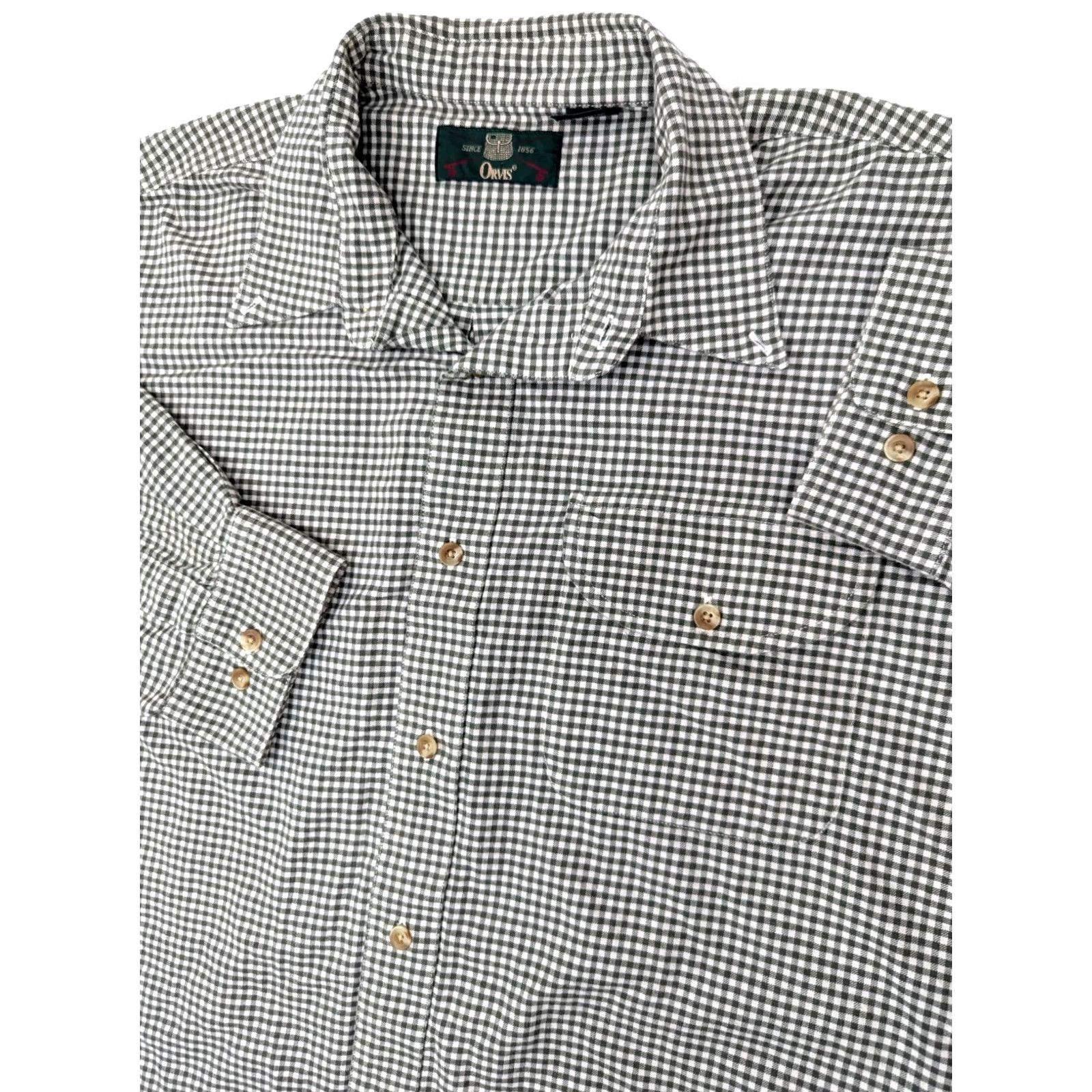 Orvis Orvis Shirt Check Wool Cotton Blend Button-Down XL Green Mens Vintage 1990s Size US XL / EU 56 / 4 - 2 Thumbnail