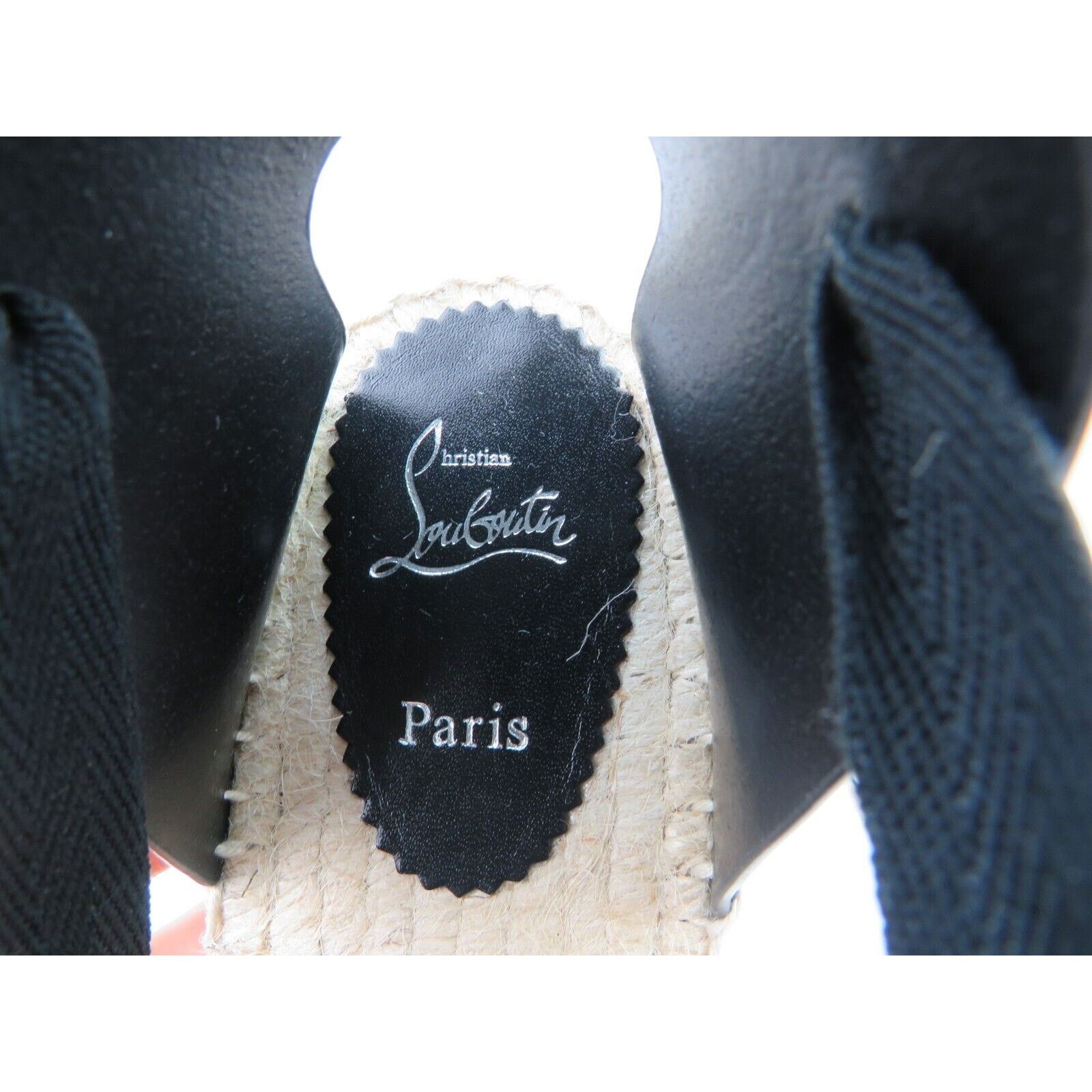 Christian Louboutin LOUBOUTIN NANOU BLACK LTH CANVAS CL LOGO LACE ESPADRILLES 40 Size US 10 / IT 40 - 7 Thumbnail