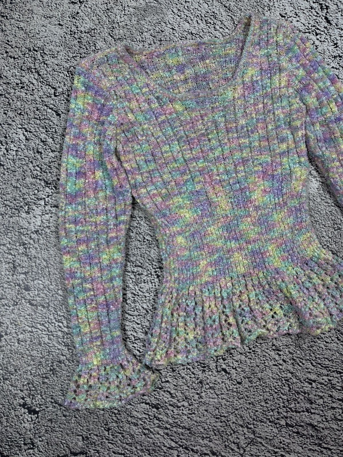 Japanese Brand Vintage Japanese Coloured Knit Peplum Top light sweater Y2K Size M / US 6-8 / IT 42-44 - 2 Thumbnail