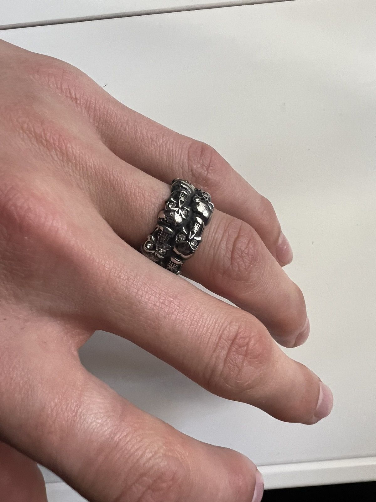 Jewelry Double Line Skull ring ( size 8) Size ONE SIZE - 1 Thumbnail
