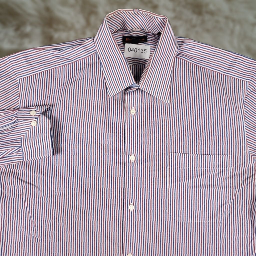 Ben Sherman Ben Sherman Shirt Mens Large Red White Blue Striped Casual Button Up Long Sleeve Size US L / EU 52-54 / 3 - 1 Thumbnail