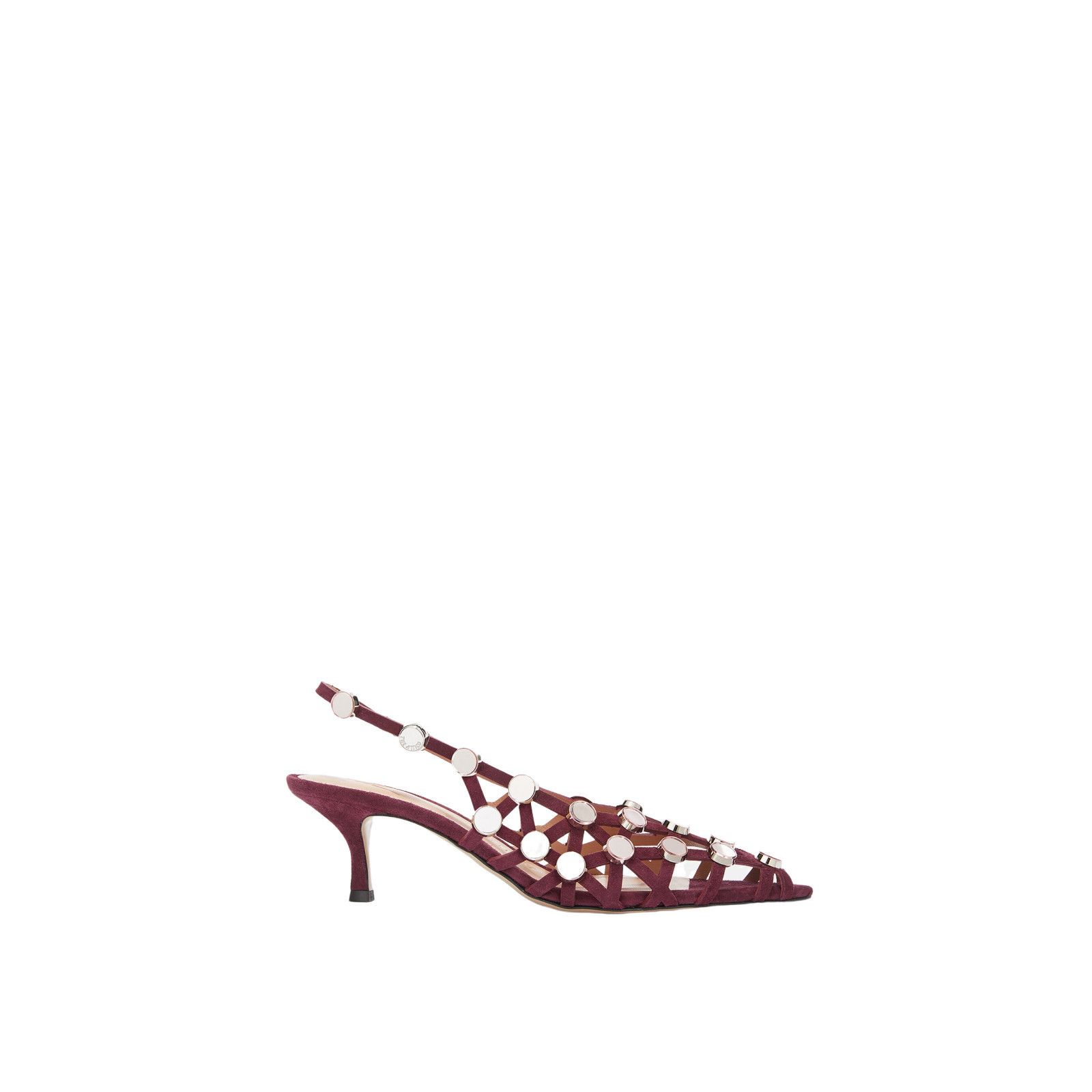 THE ATTICO Grid $1310 Burgundy And Light Pink Suede 50mm Sli