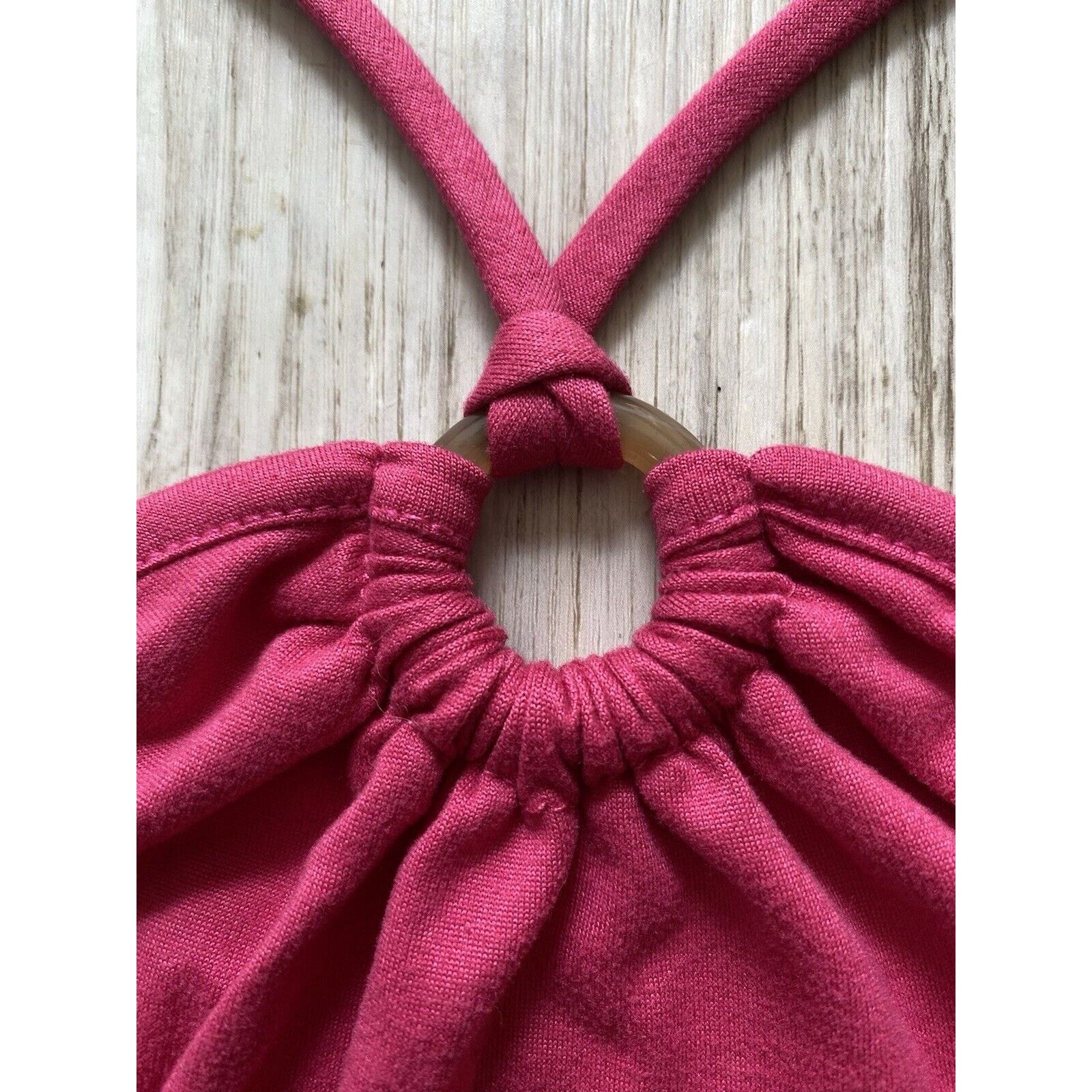 Other Gaze | Women's Bright Pink Tie Back Halter Crop Top | Medium Size M / US 6-8 / IT 42-44 - 3 Thumbnail