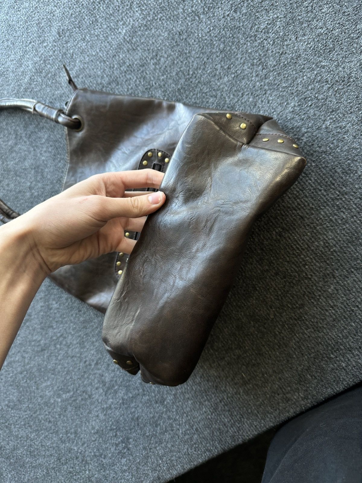 Other 🚨Y2K AVANT-GARDE🚨 LEATHER ZIP Japan style hand bag 90s Size ONE SIZE - 5 Thumbnail