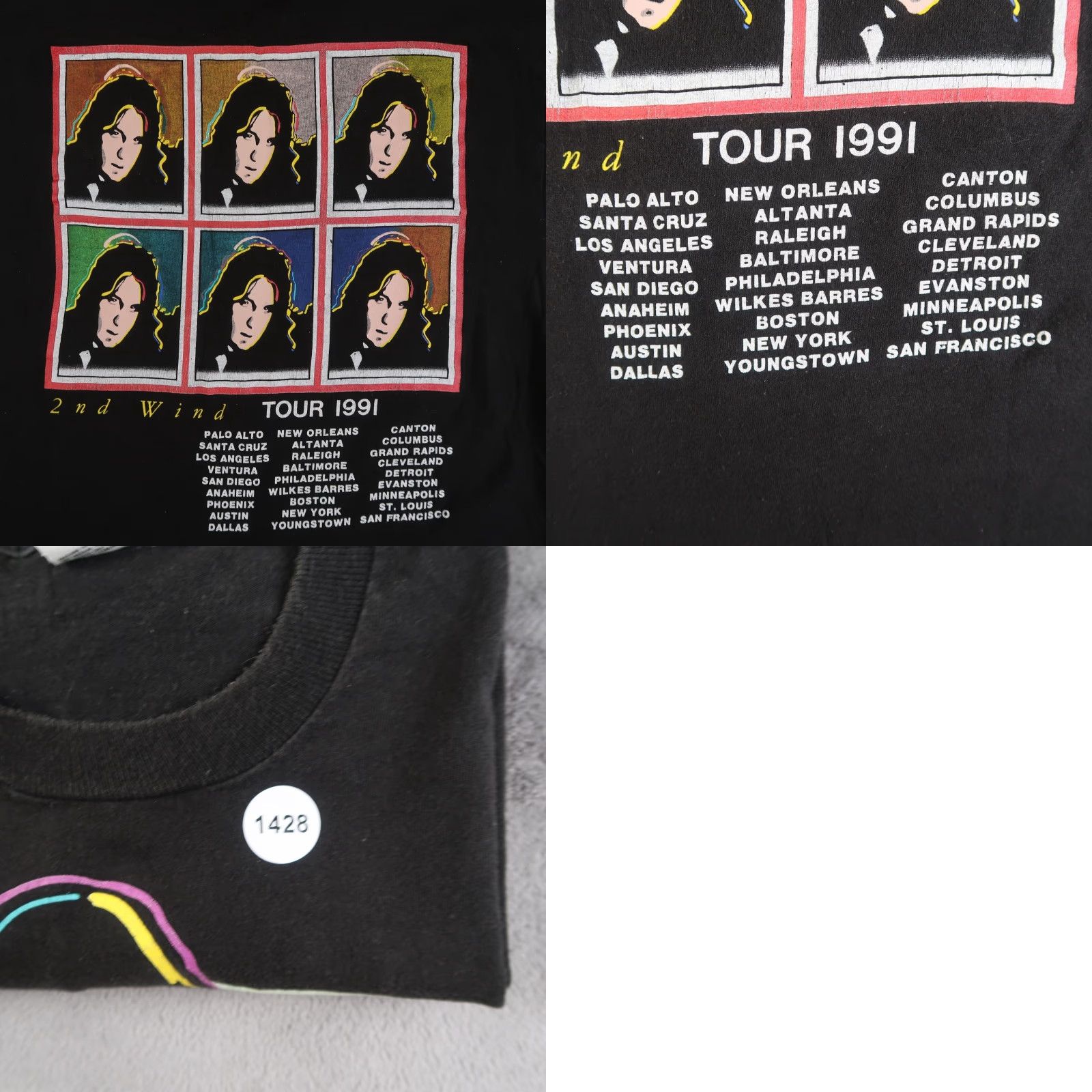 Fruit Of The Loom Vintage 90s Todd Rundgren 2nd Wind Tour Mens Black XL Fruit of the Loom T-Shirt Size US XL / EU 56 / 4 - 8 Thumbnail