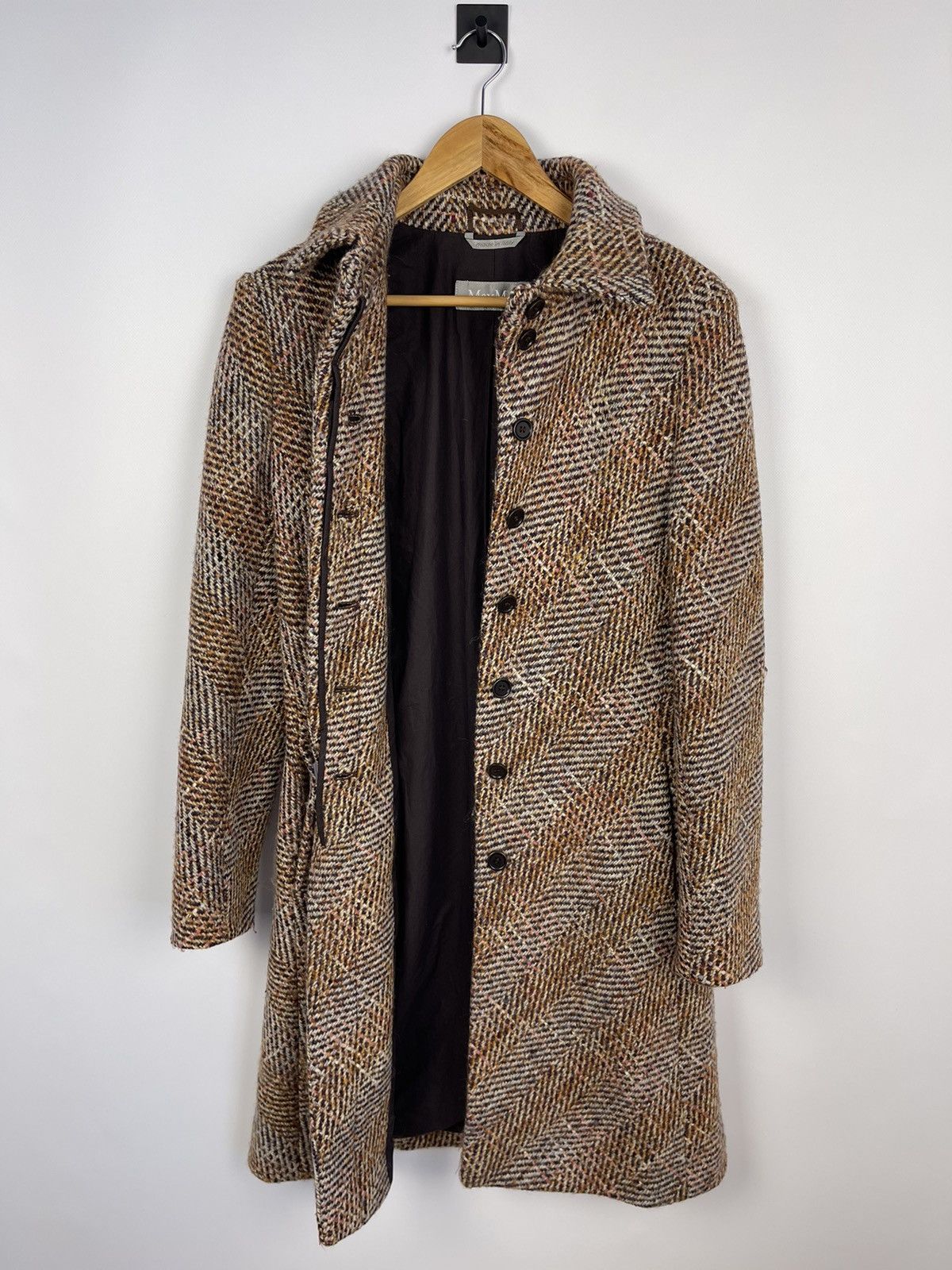 Max Mara Women's Vintage Tweed Wool Coat Jacket Size USA10