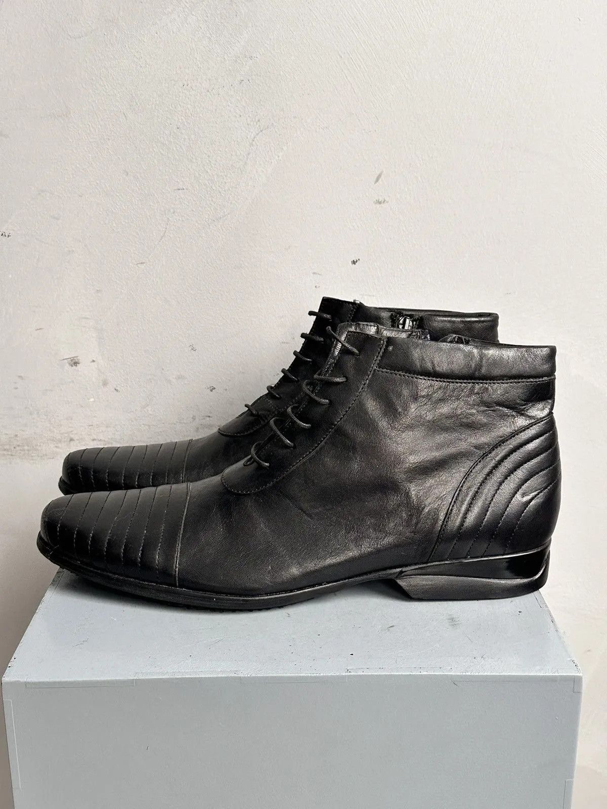 MoMA Classic black leather boots Heidi Sliman vintage style Size US 11 / EU 44 - 5 Thumbnail