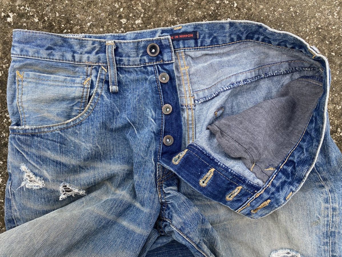 Japanese Brand BLUEWAY Crashed Buttonfly Jeans Size US 30 / EU 46 - 9 Thumbnail