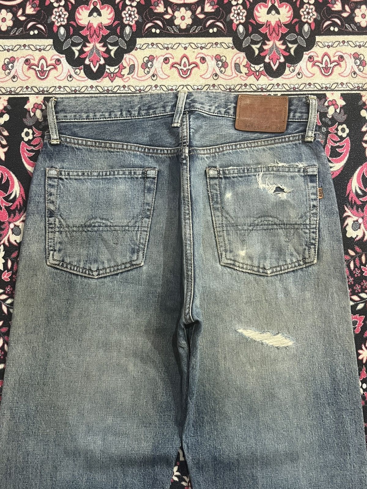 No Faith Studios Edwin 505XX Blue Faded Washed Distressed Selvedge Jeans Size US 29 - 8 Thumbnail