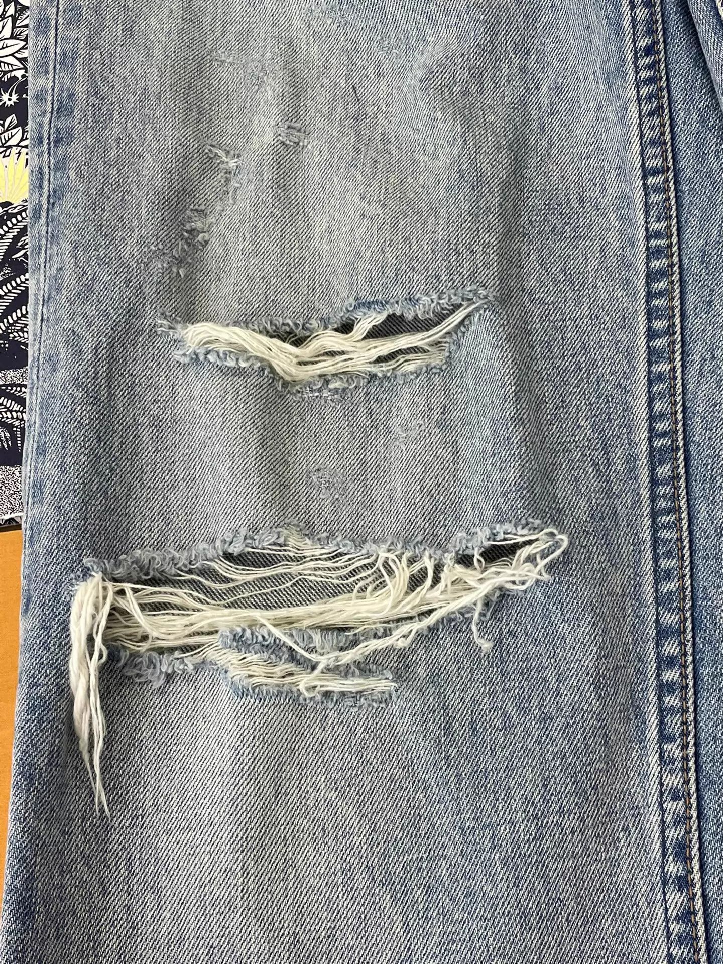 Celine Celine Light Wash Distressed Fringe Jeans Women's 25 Size 25" / US 0 / IT 36 - 2 Thumbnail