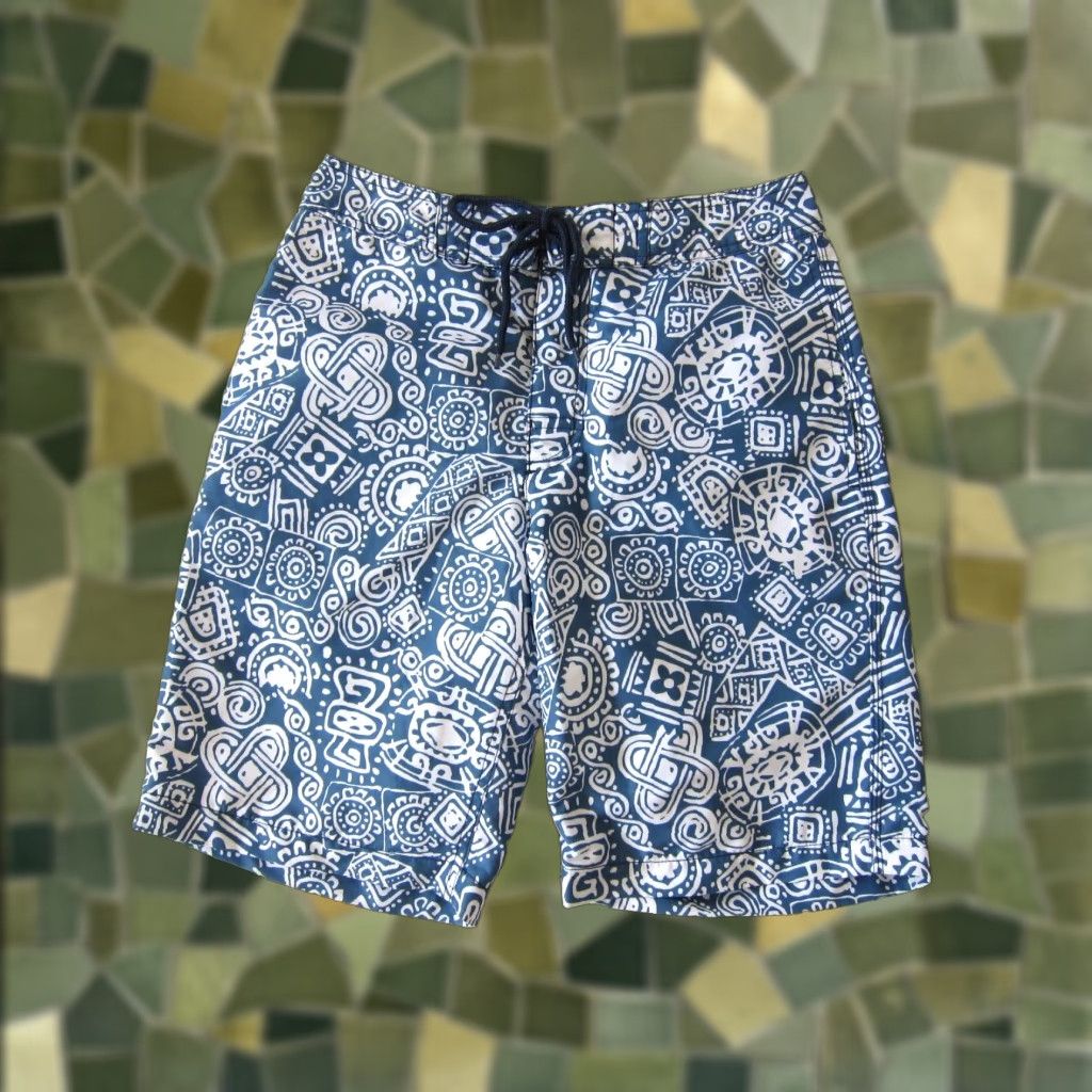 Gap GAP White Blue Floral Abstract Lined Pocket Beach Swim Surf Board Shorts Men XS Size US 27 - 1 Thumbnail