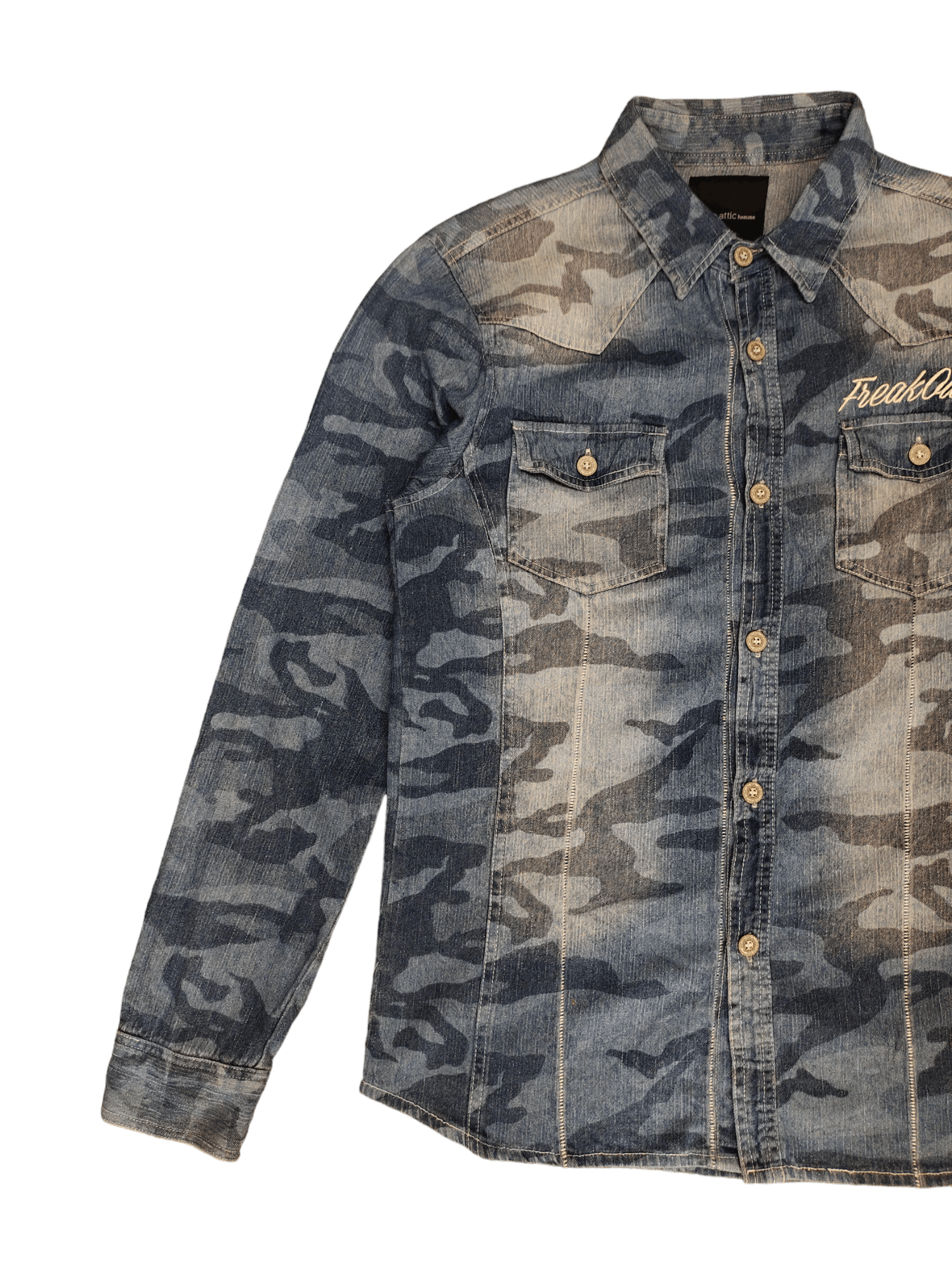 In The Attic In The Attic Homme Camo Double Pocket Denim Shirt Size US M / EU 48-50 / 2 - 7 Thumbnail