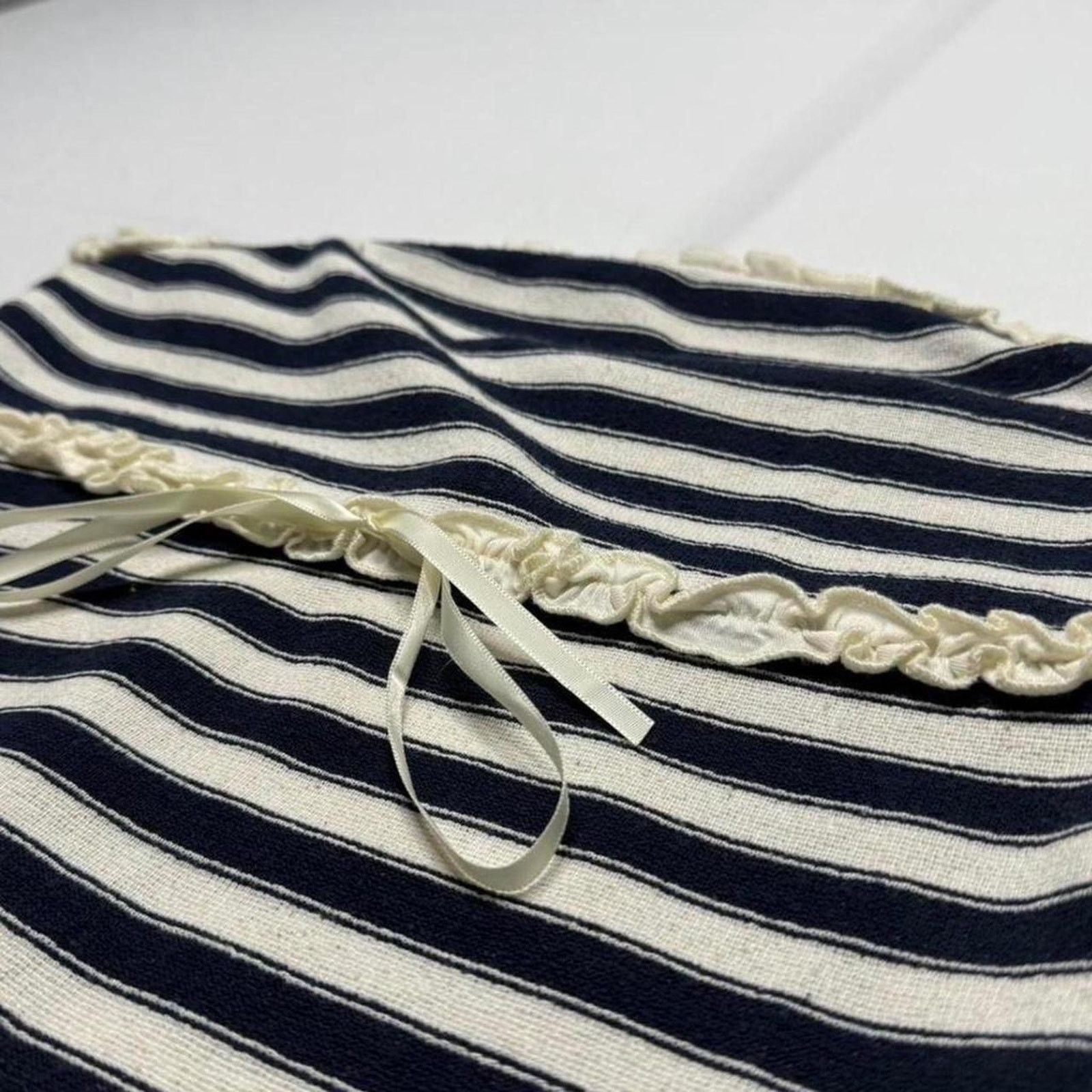 Other La Peche navy + white striped tube top ruffle trim tie back Size XL / US 12-14 / IT 48-50 - 5 Thumbnail
