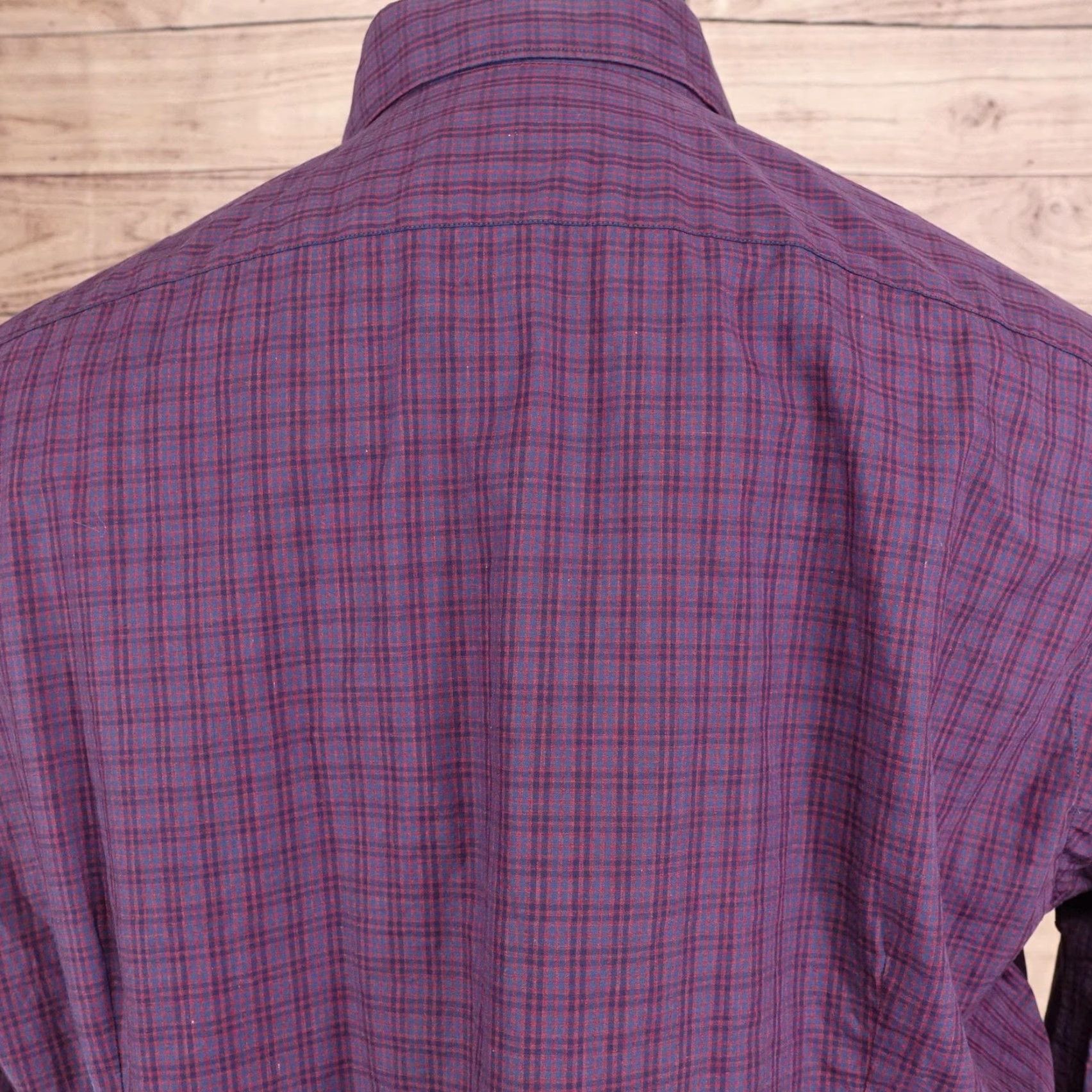Saks Fifth Avenue Saks Fifth Avenue Shirt Mens Large Purple Plaid Cotton Button Front Long Sleeve Shirt Size US L / EU 52-54 / 3 - 6 Thumbnail
