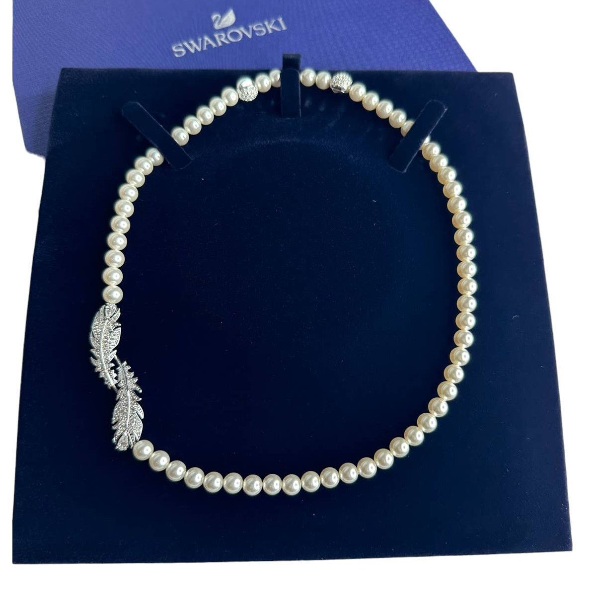 Swarovski Swarovski Feather Necklace Pearl White Rhodium Plating Size ONE SIZE - 12 Thumbnail