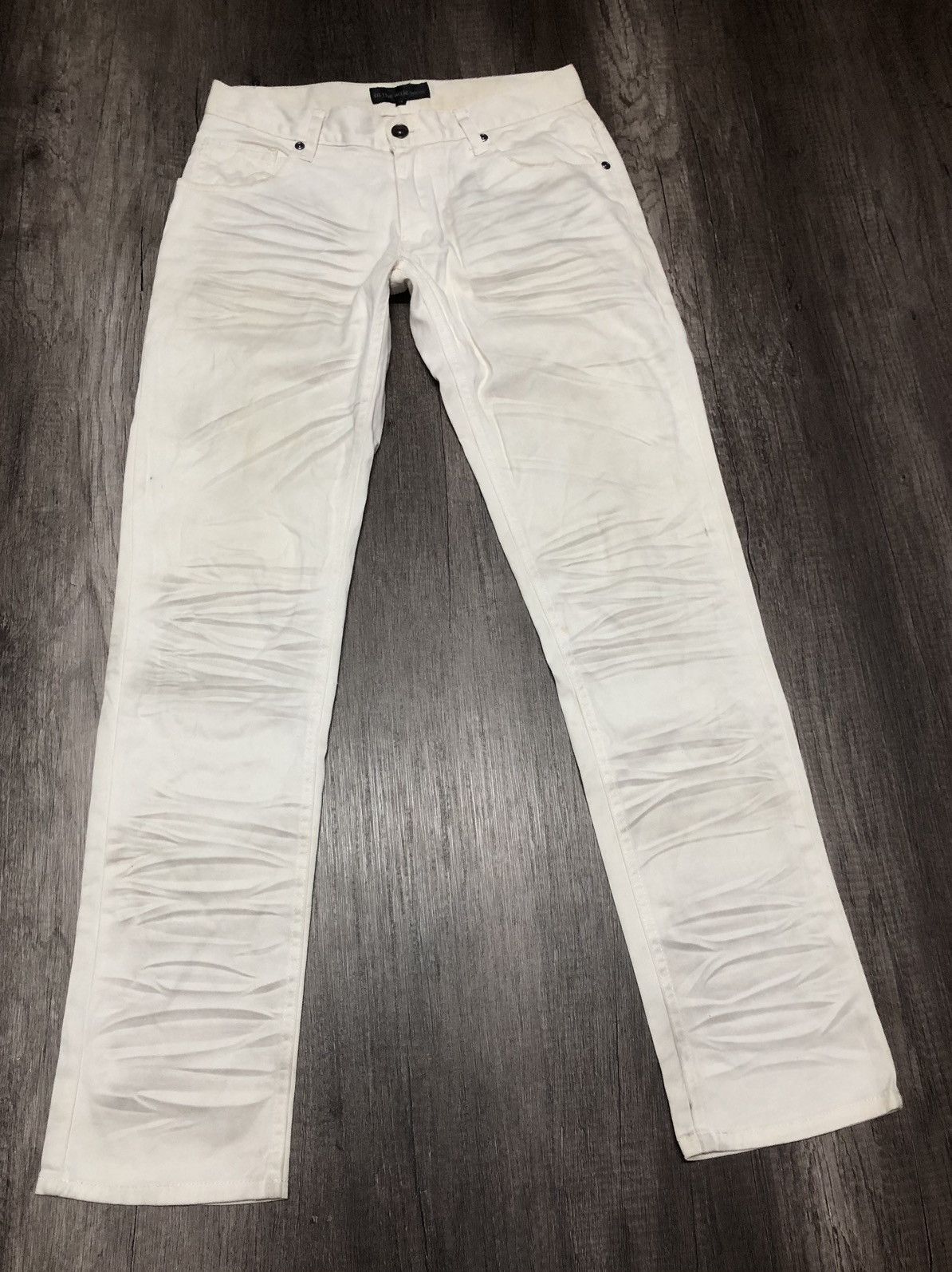 In The Attic × Japanese Brand In The Attic Homme White Slim Fit Distressed Jeans Size US 29 - 2 Thumbnail