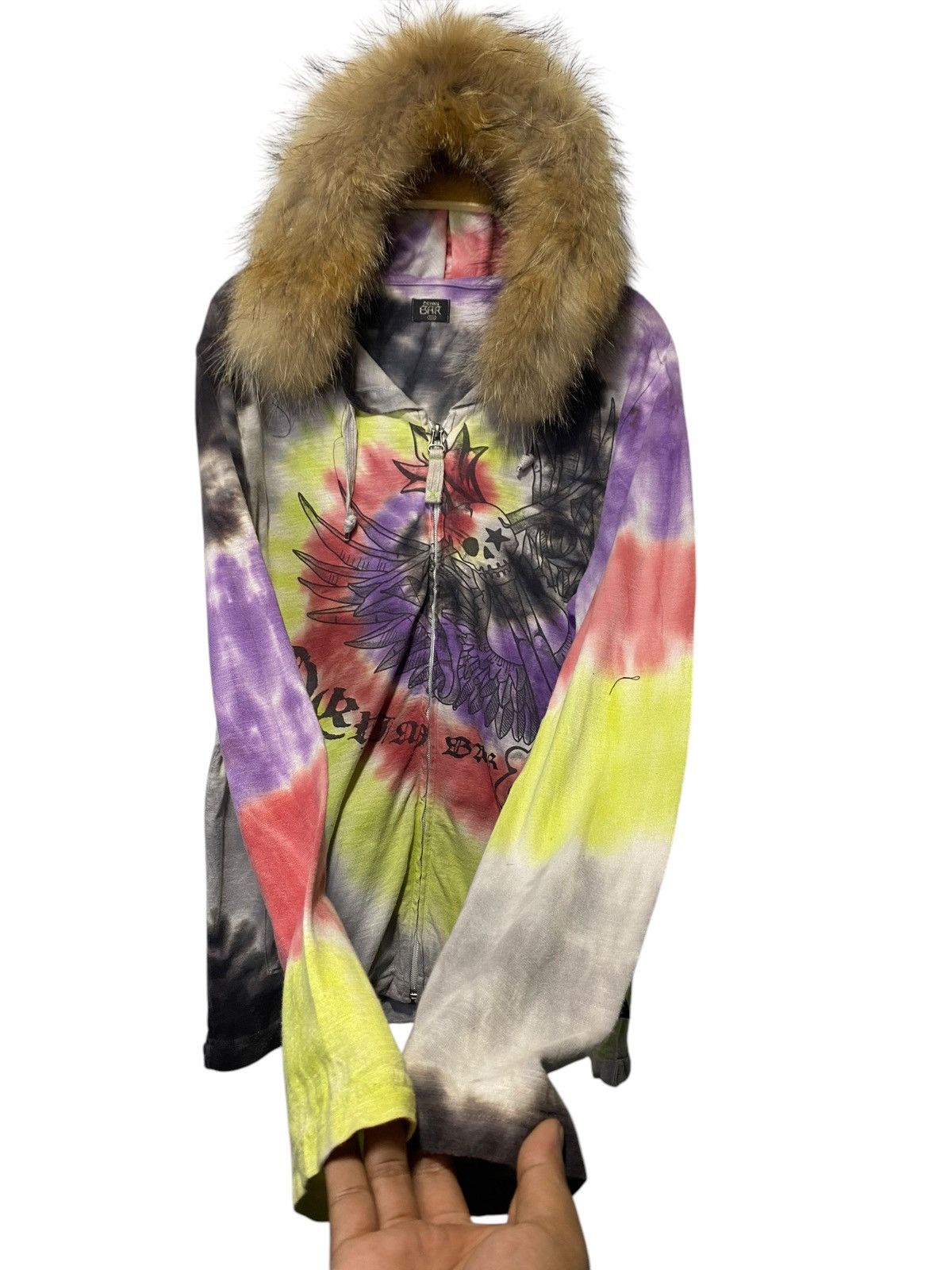 Japanese Brand Japanese Denim Bar skull tie dye fur hoodie Size US M / EU 48-50 / 2 - 4 Thumbnail