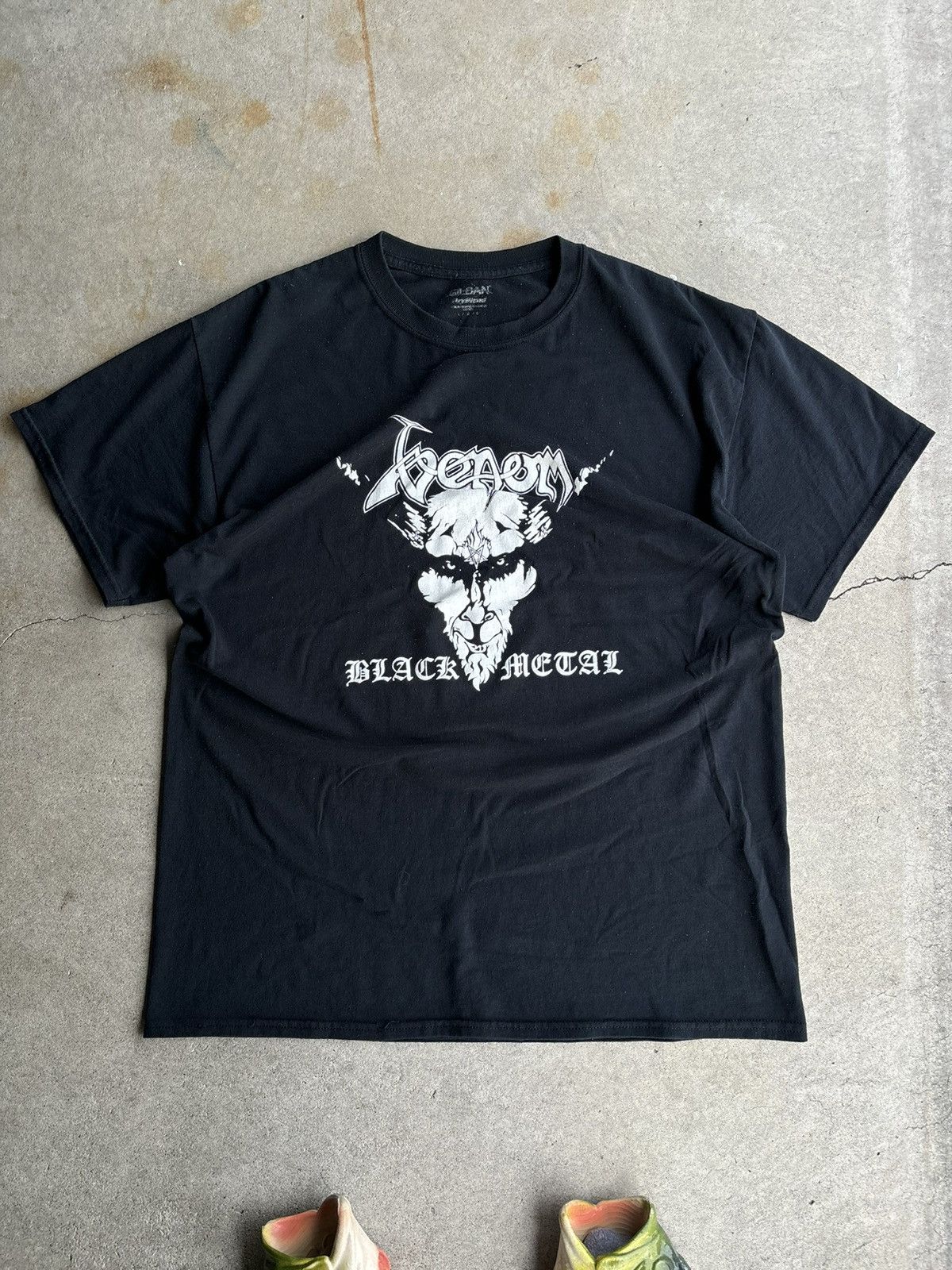 Band Tees × Vintage Crazy Venom Black Metal Grunge Y2K Boxy Logo Tee Size US XL / EU 56 / 4 - 1 Thumbnail