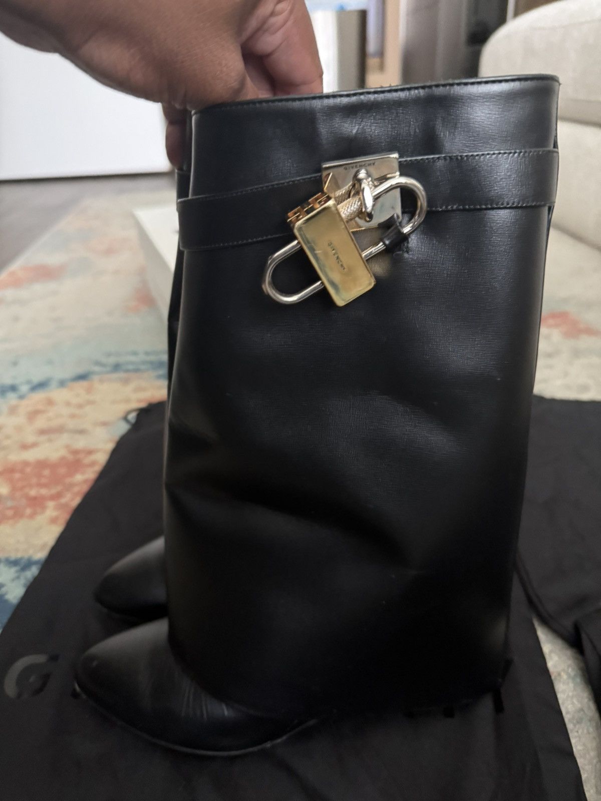 Givenchy Givenchy Shark Lock Black Leather Ankle Boots Size US 9 / IT 39 - 14 Thumbnail