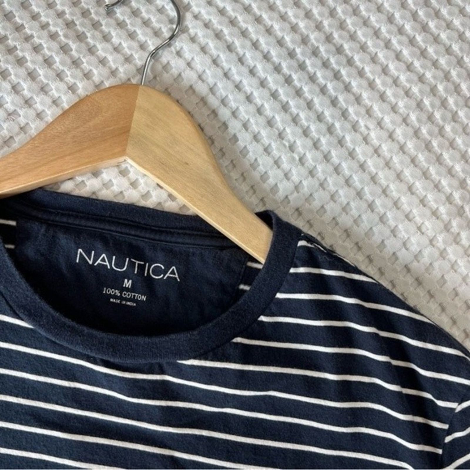 Nautica Nautica Men's Classic Soft Navy White Stripe T-Shirt Medium Size US M / EU 48-50 / 2 - 2 Thumbnail